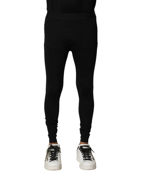 Dolce & Gabbana Black Nylon Elastic Logo Men Leggings Pants - Hilstor