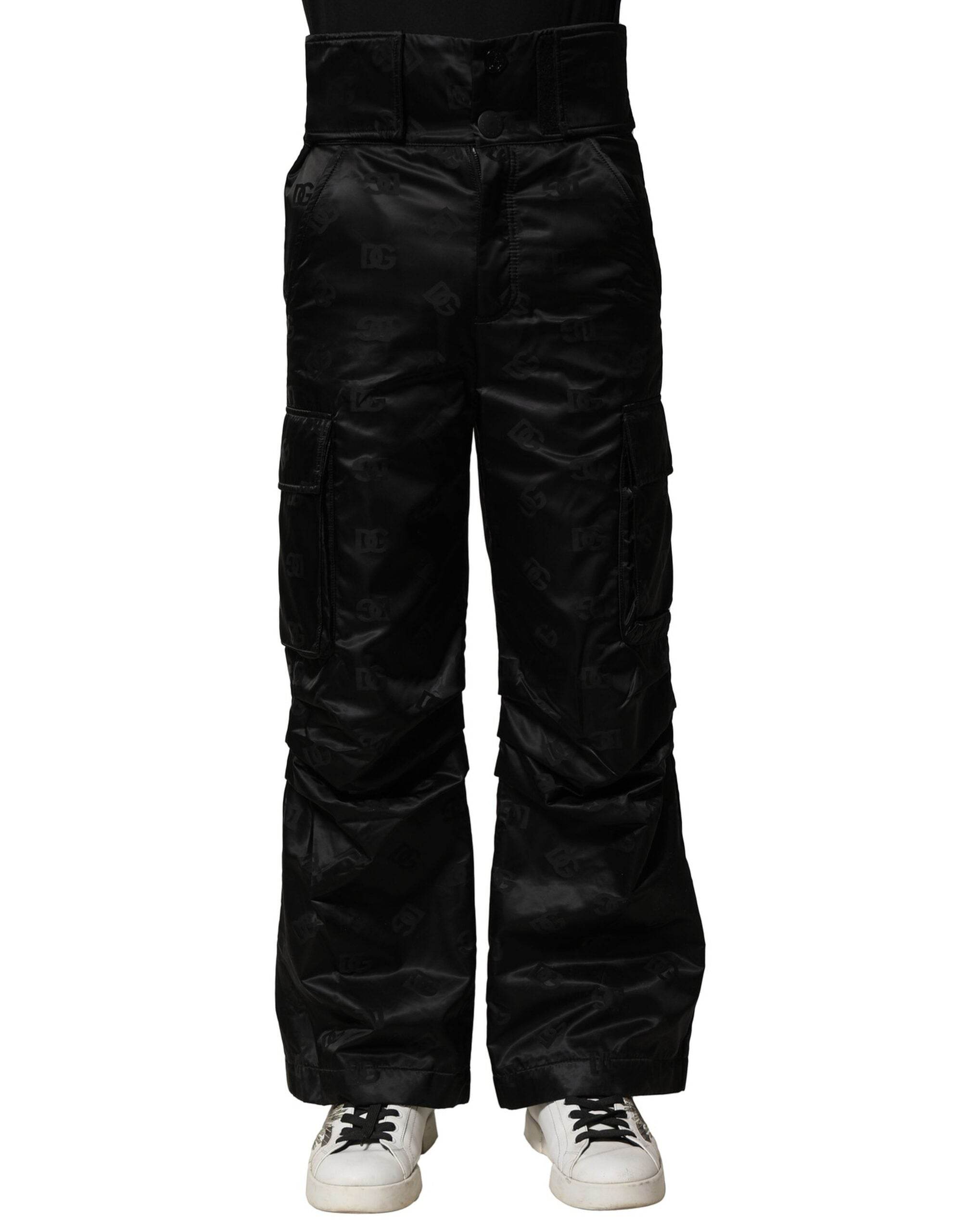 Dolce & Gabbana Black Nylon DG Logo Straight Pants - Hilstor
