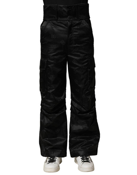 Dolce & Gabbana Black Nylon DG Logo Straight Pants - Hilstor