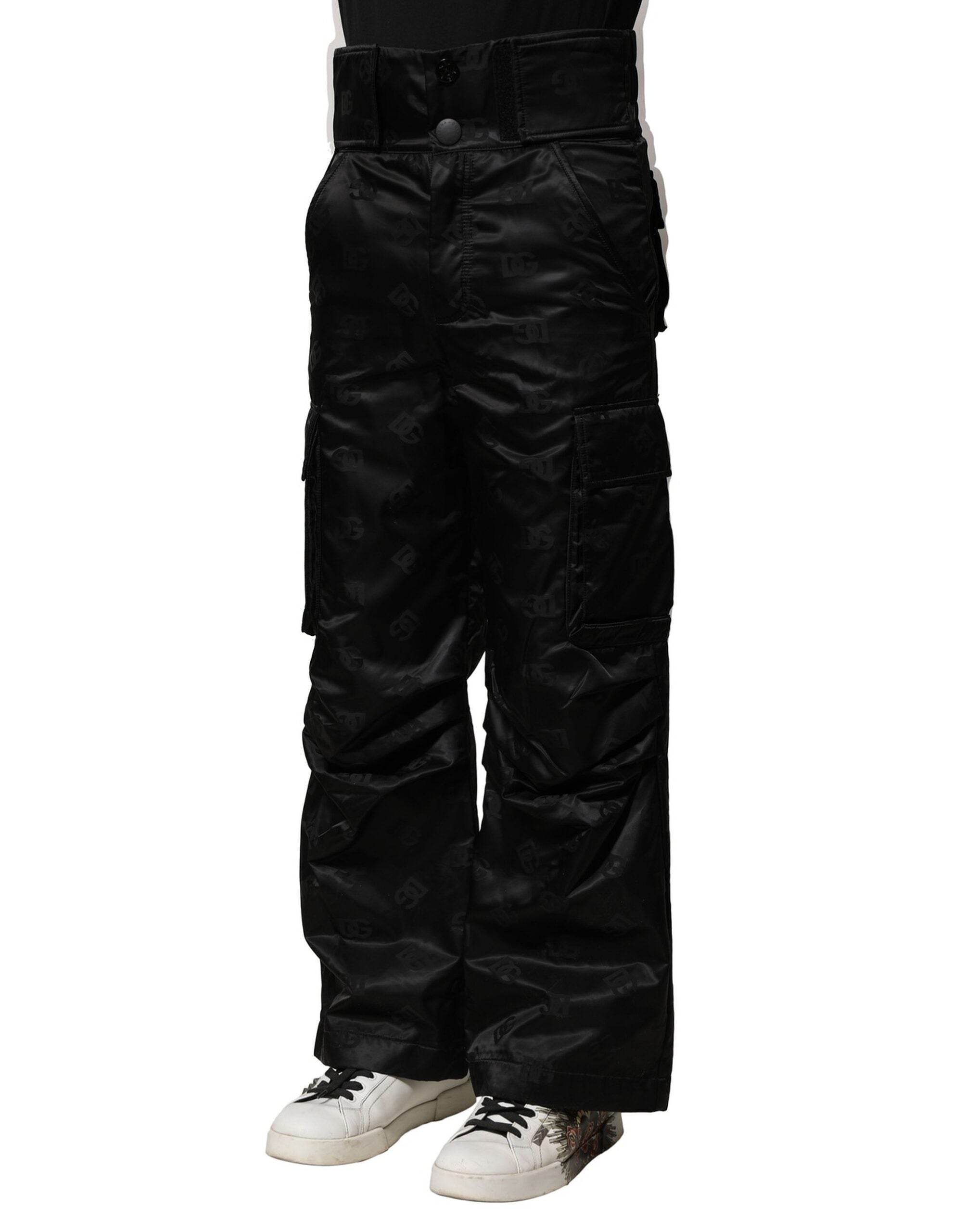 Dolce & Gabbana Black Nylon DG Logo Straight Pants - Hilstor
