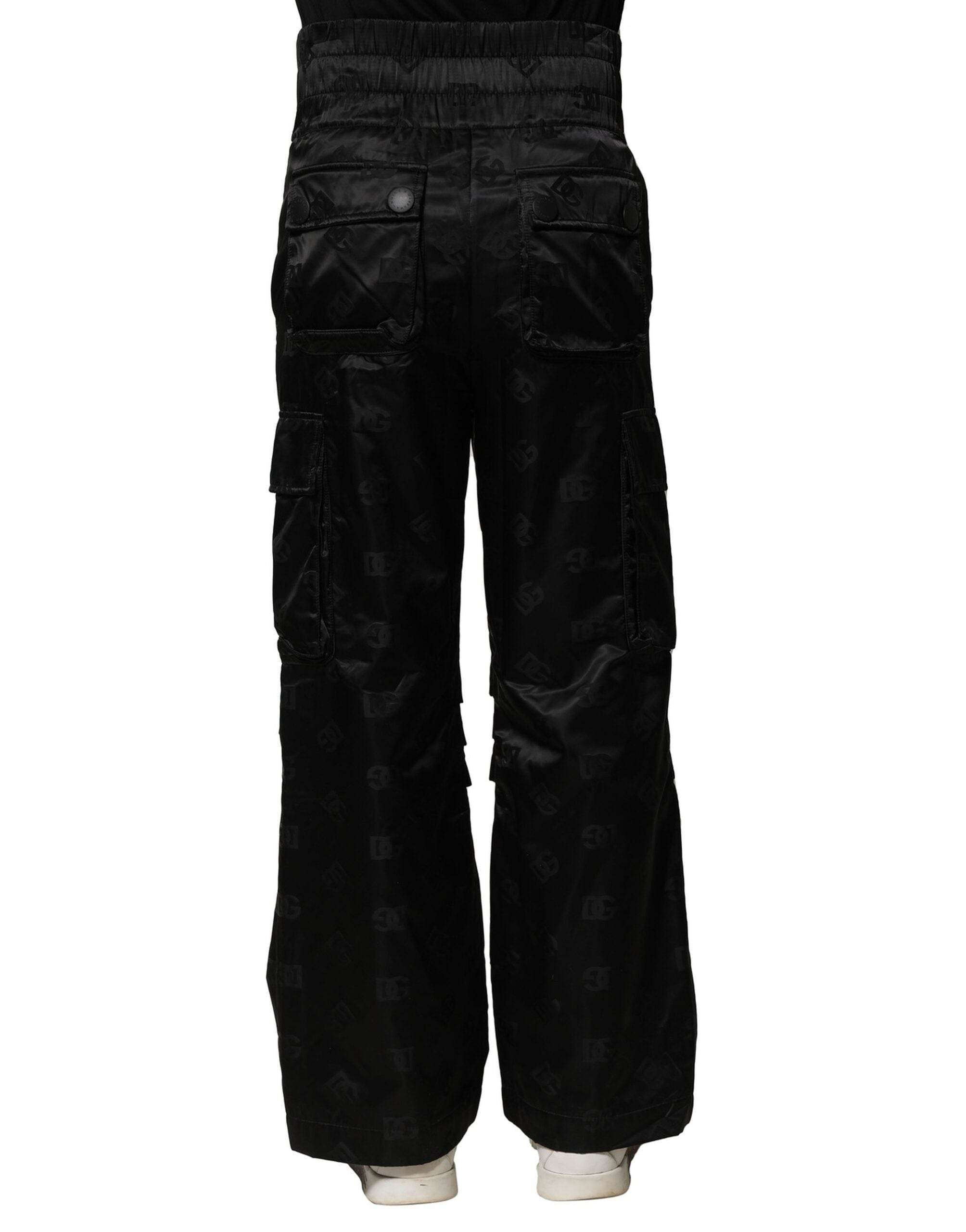 Dolce & Gabbana Black Nylon DG Logo Straight Pants - Hilstor