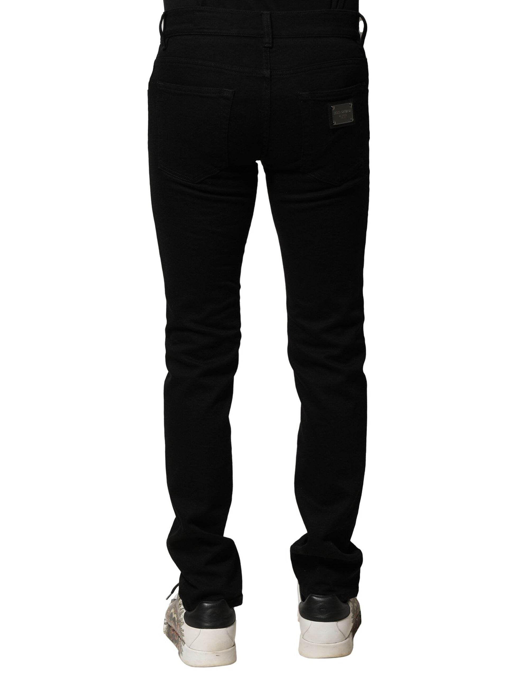 Dolce & Gabbana Black Cotton Stretch Skinny Men Denim Jeans - Hilstor