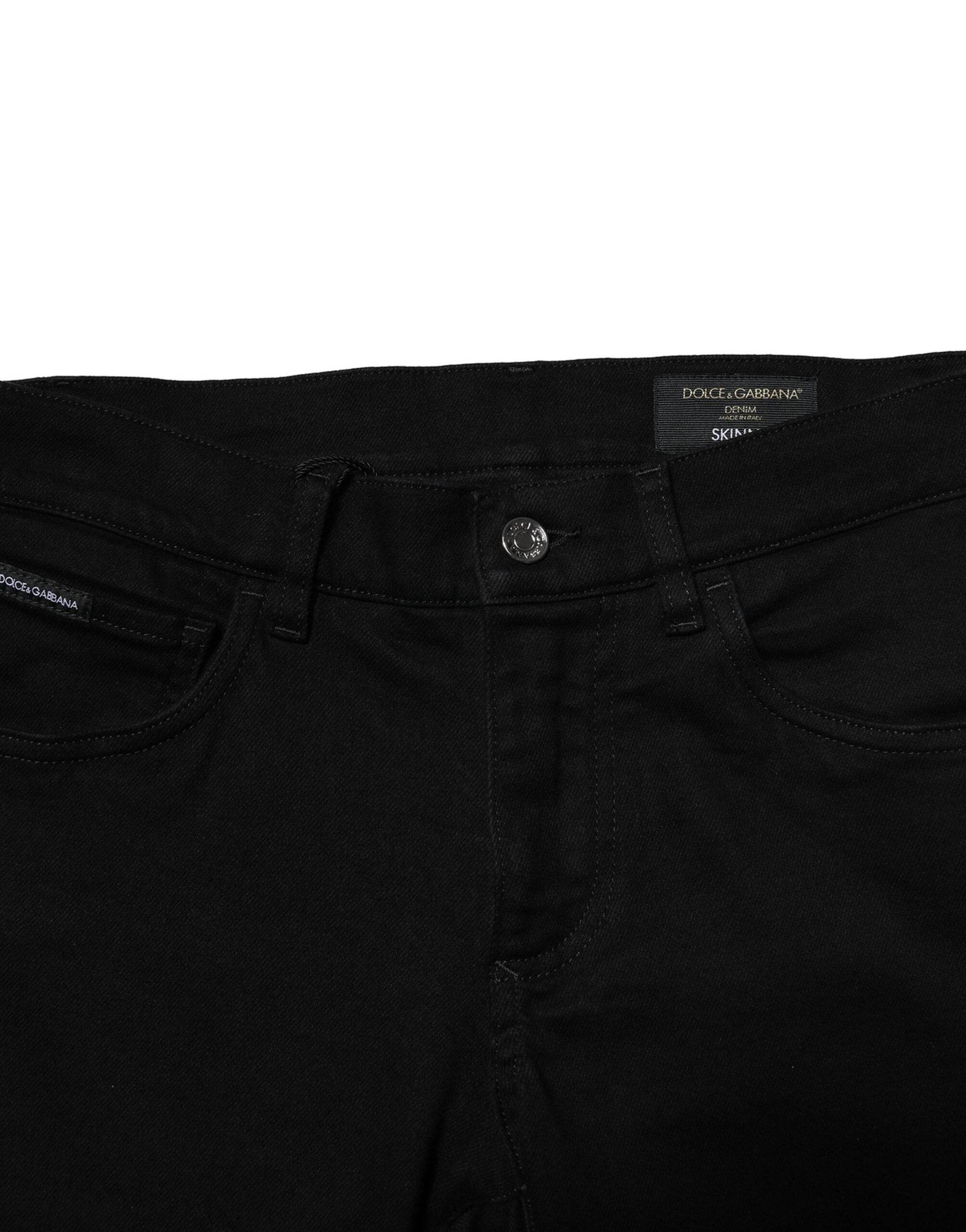 Dolce & Gabbana Black Cotton Stretch Skinny Men Denim Jeans - Hilstor
