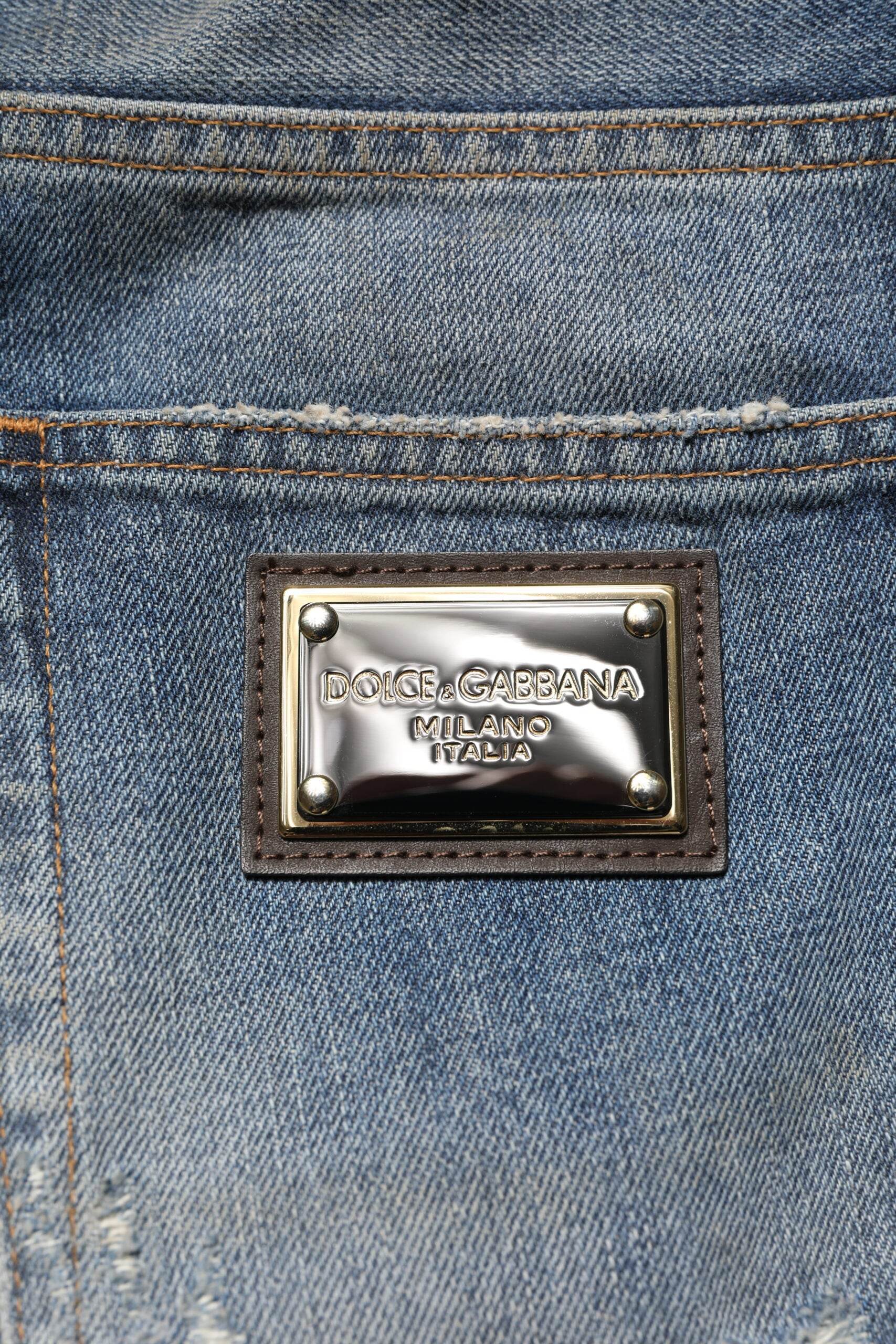 Dolce & Gabbana Blue Cotton Tattered Men Denim Jeans - Hilstor