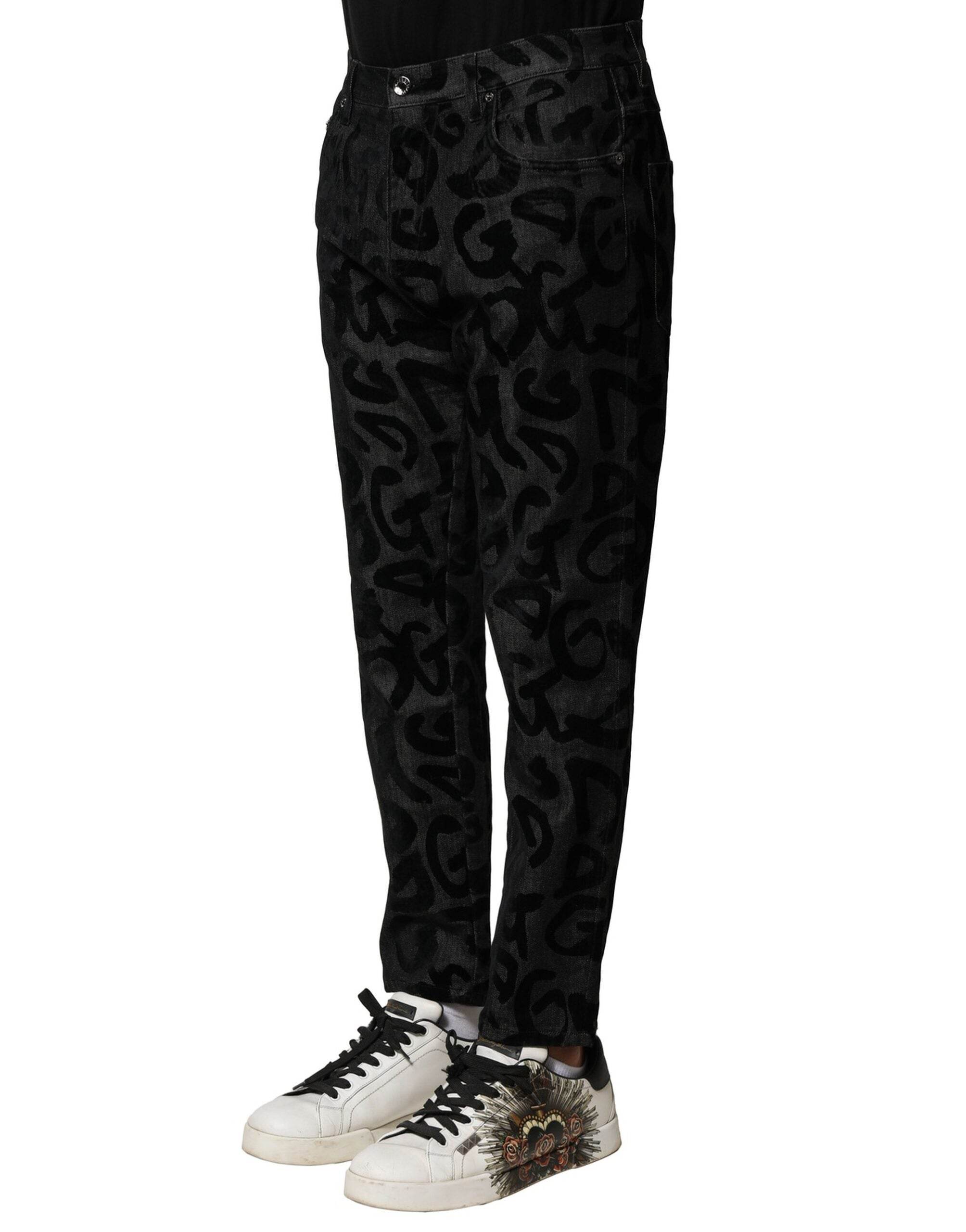 Dolce & Gabbana Gray Cotton DG Logo Straight Men Denim Jeans - Hilstor