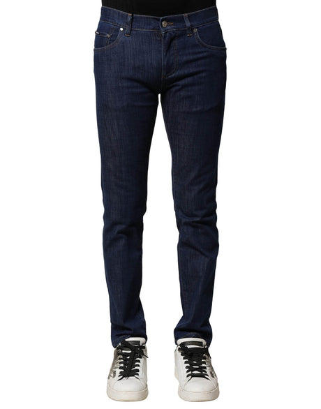 Dolce & Gabbana Blue Cotton Stretch Skinny Men Denim Jeans - Hilstor