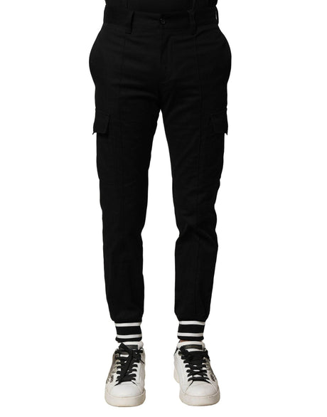 Dolce & Gabbana Black Cotton Cargo Joggers Men Pants - Hilstor