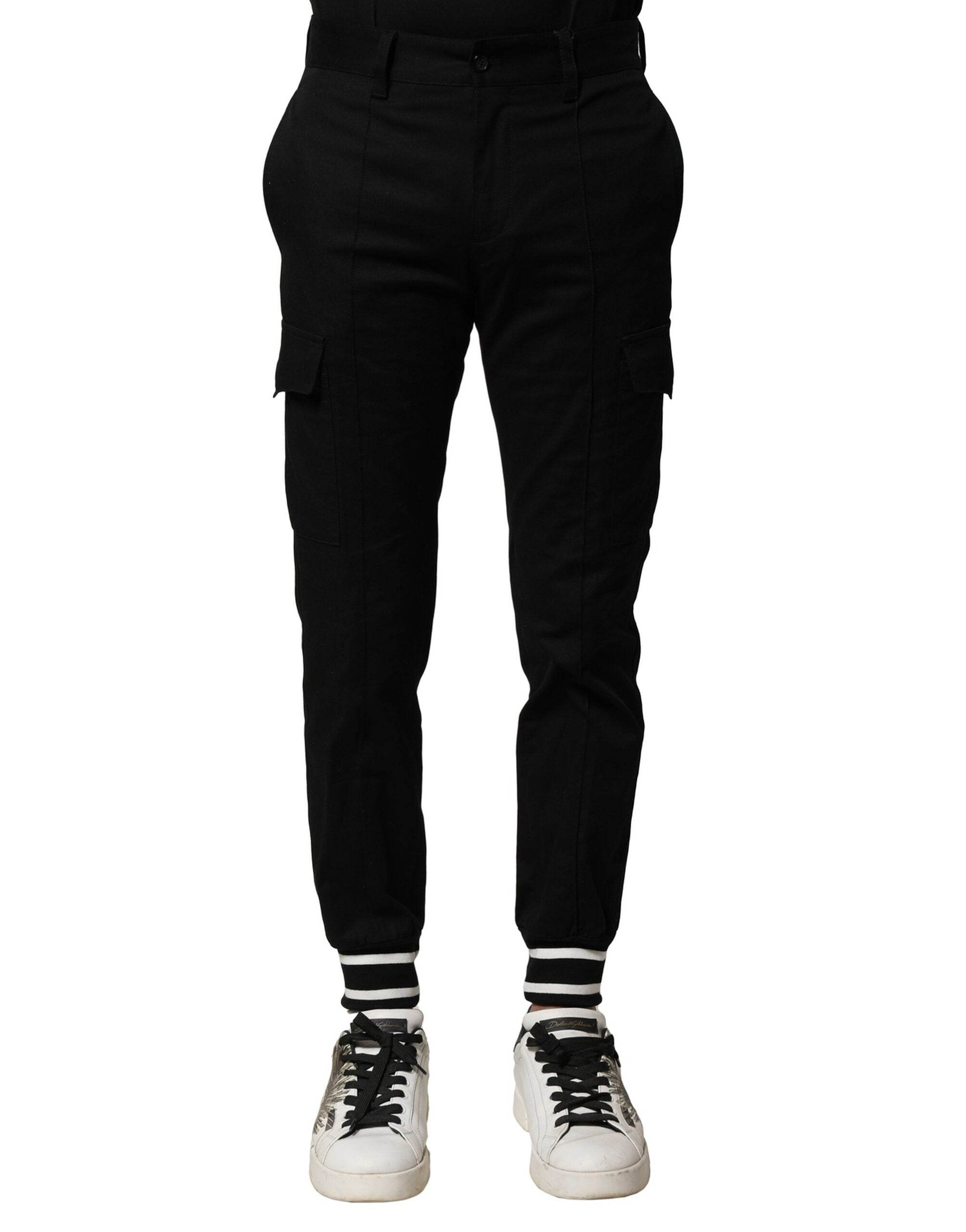 Dolce & Gabbana Black Cotton Cargo Joggers Men Pants - Hilstor