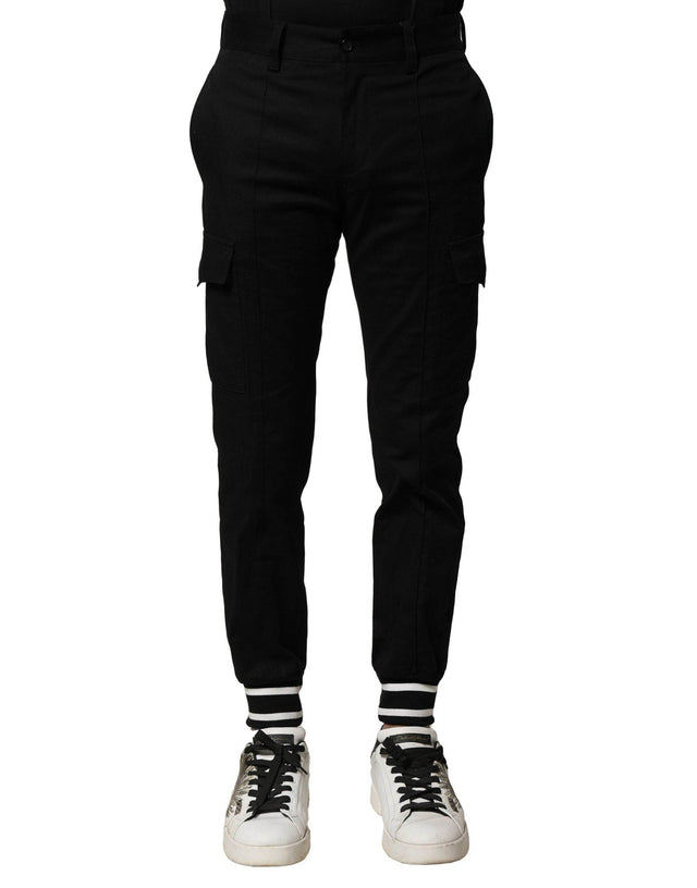 Dolce & Gabbana Black Cotton Cargo Joggers Men Pants - Hilstor