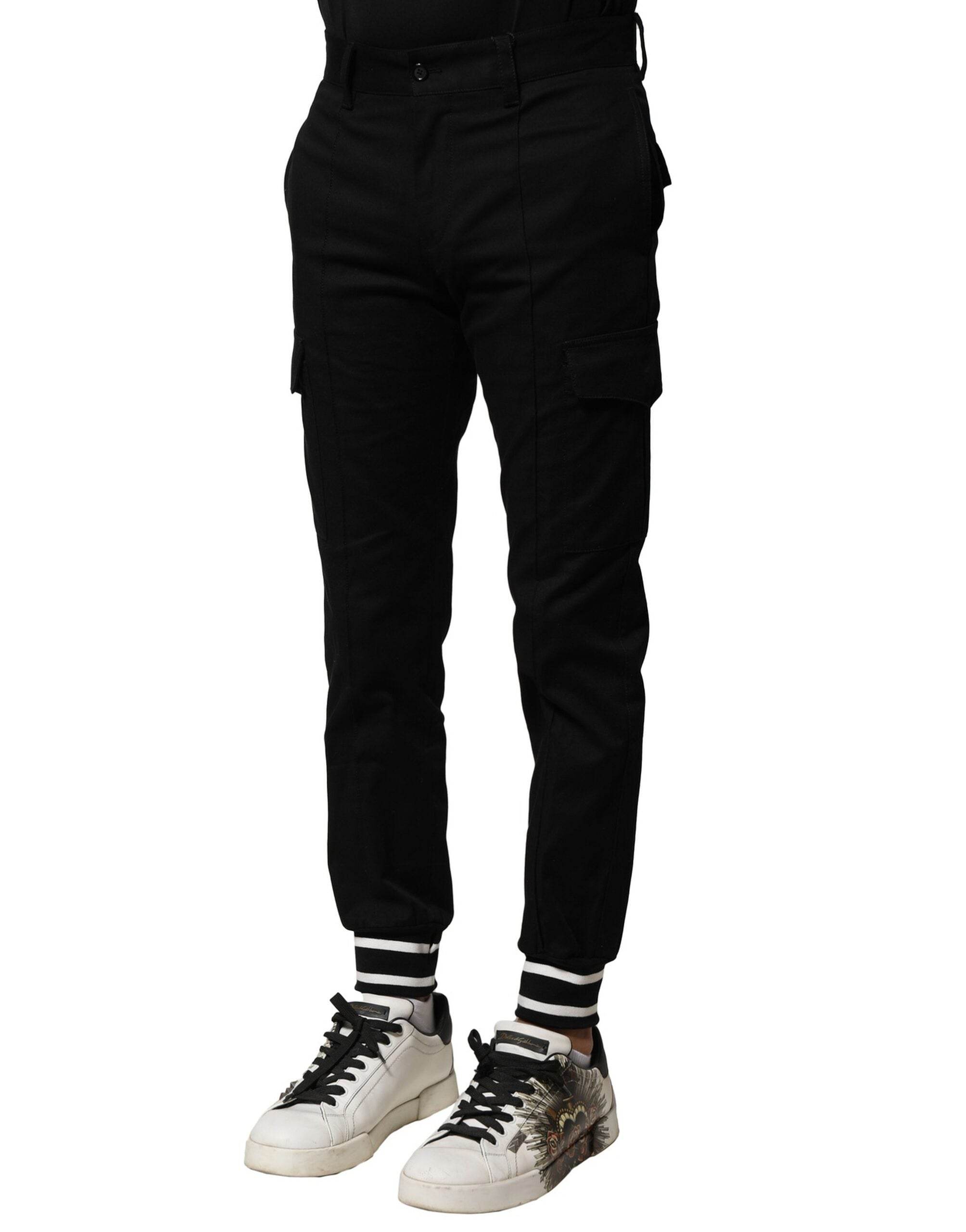 Dolce & Gabbana Black Cotton Cargo Joggers Men Pants - Hilstor