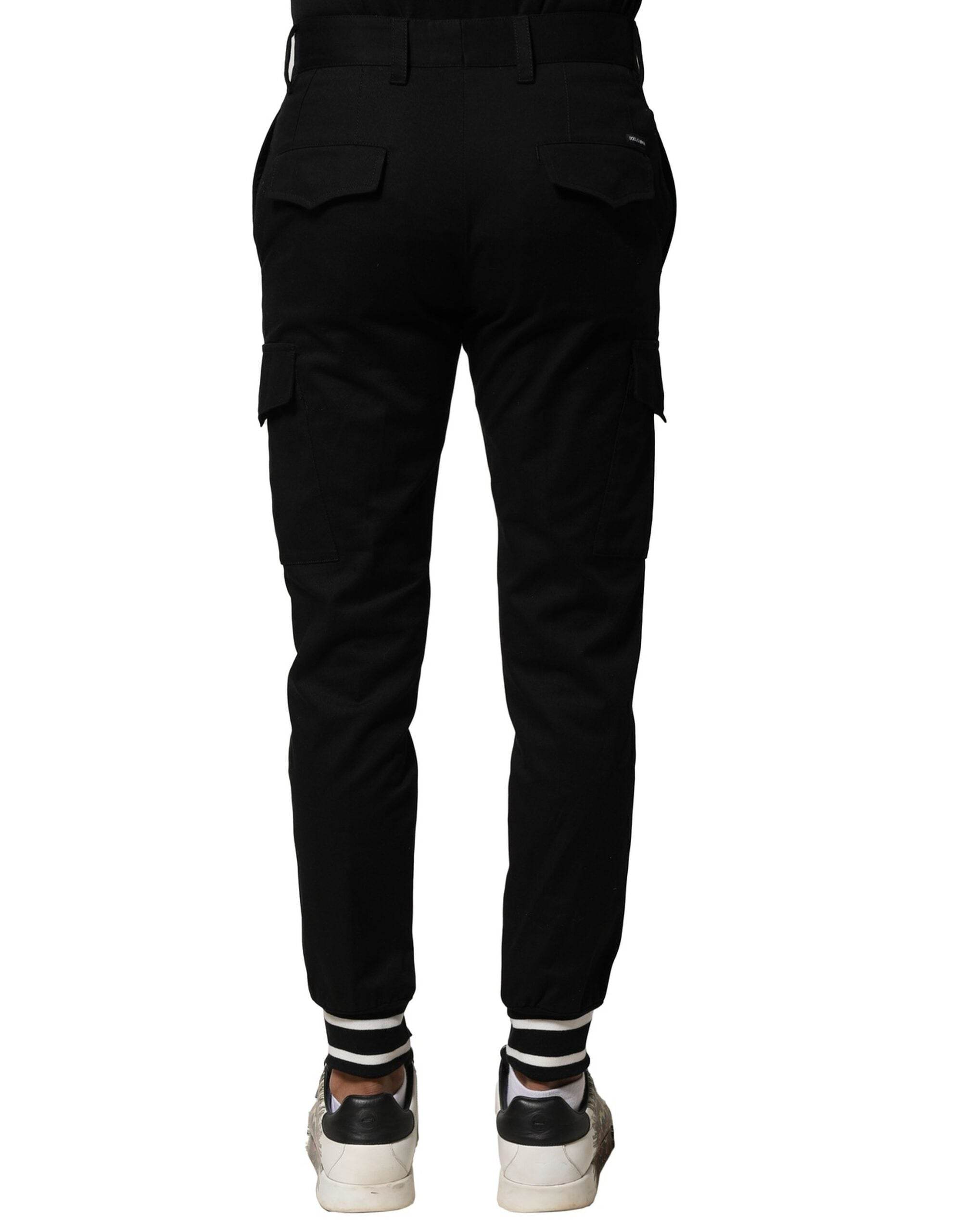 Dolce & Gabbana Black Cotton Cargo Joggers Men Pants - Hilstor