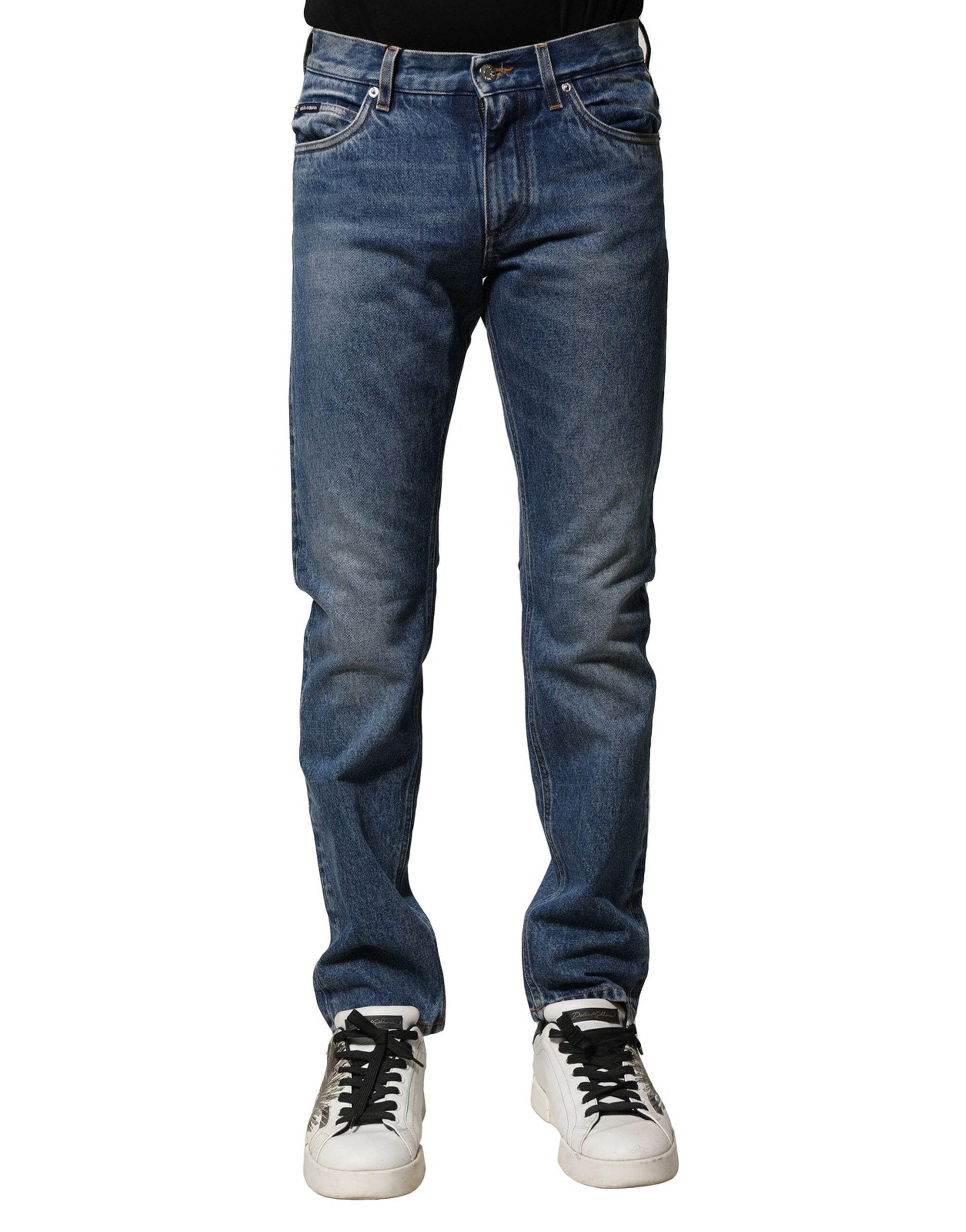 Dolce & Gabbana Blue Cotton Stretch Slim Fit Men Denim Jeans - Hilstor