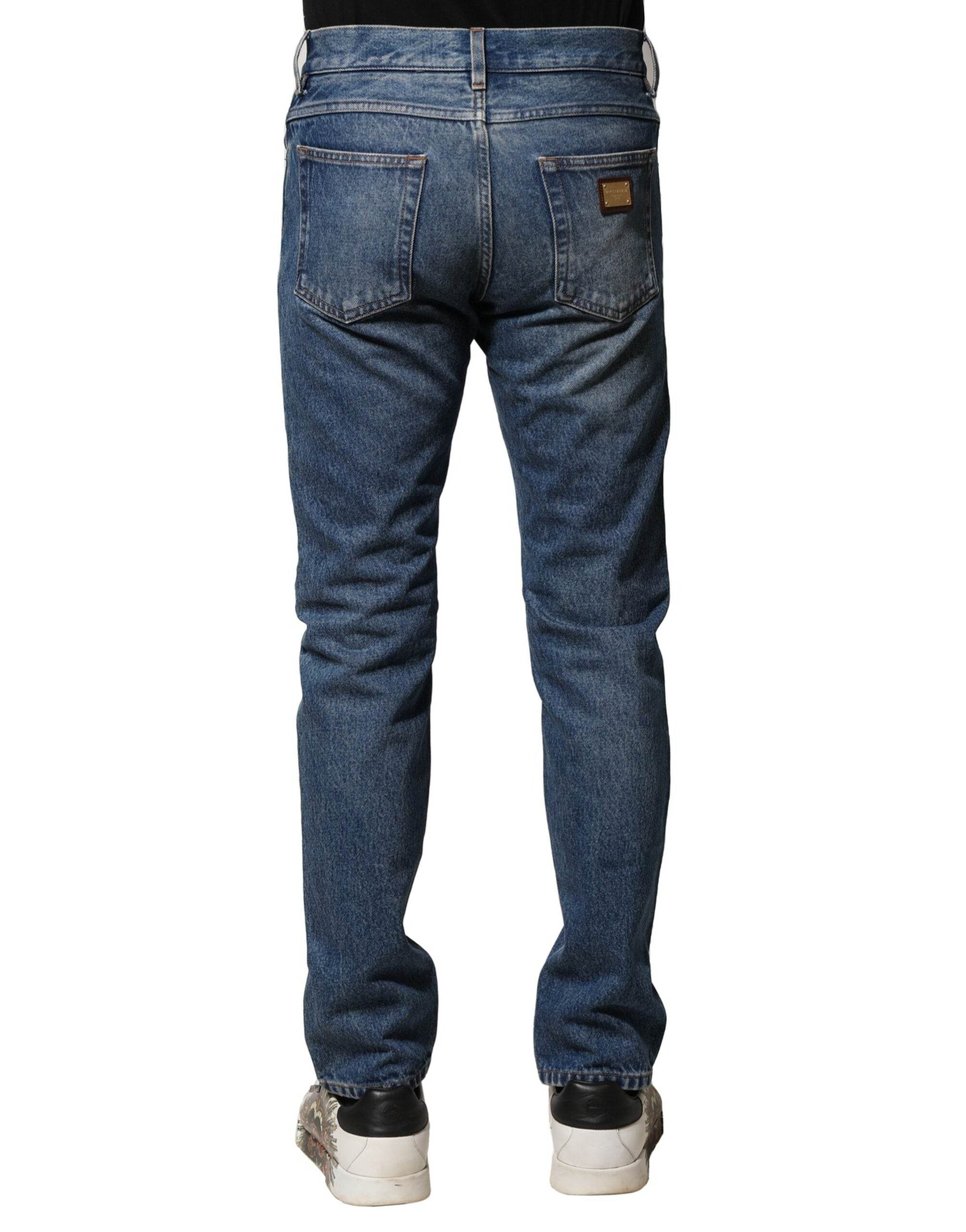Dolce & Gabbana Blue Cotton Stretch Slim Fit Men Denim Jeans - Hilstor
