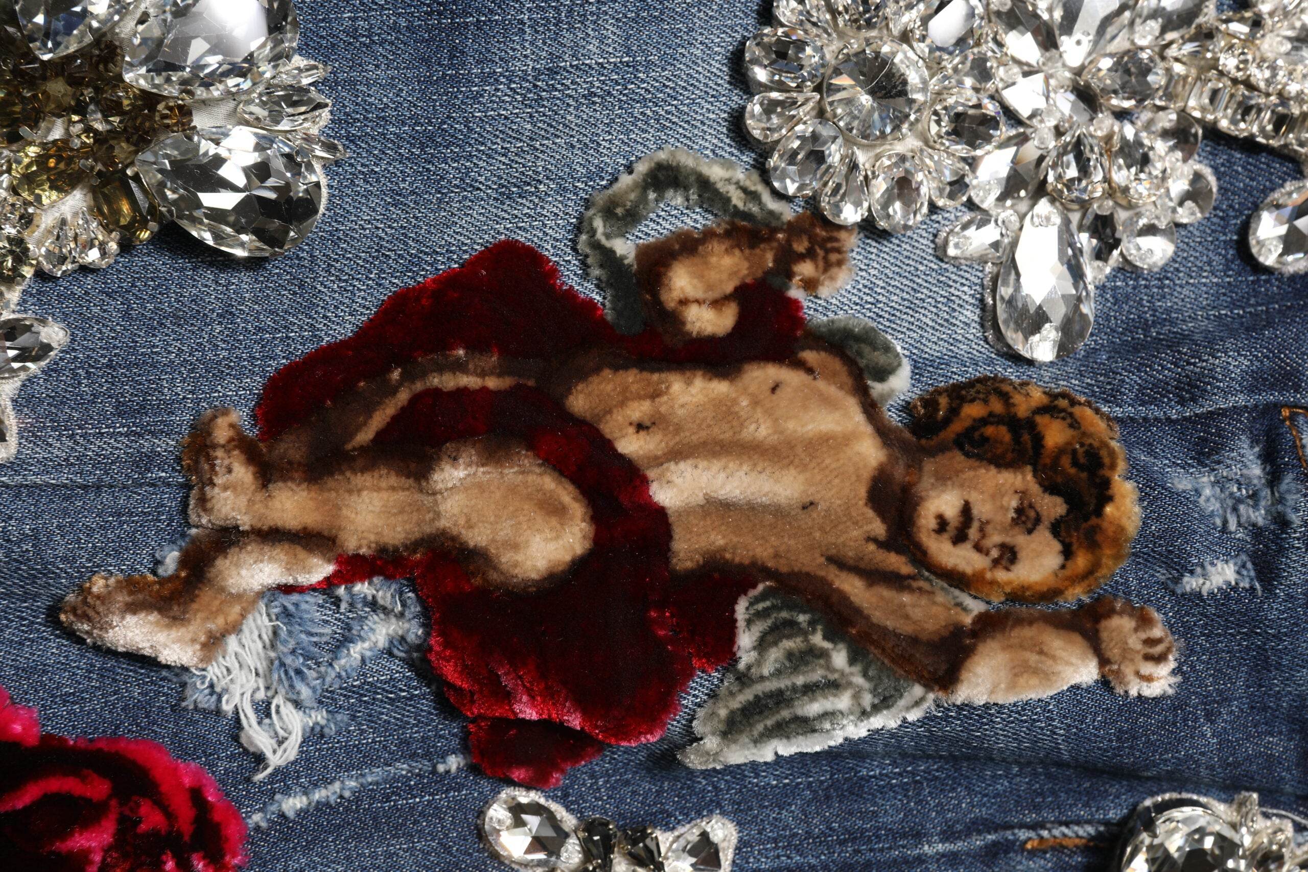Dolce & Gabbana Blue Cotton Rhinestone Embellish Denim Jeans - Hilstor