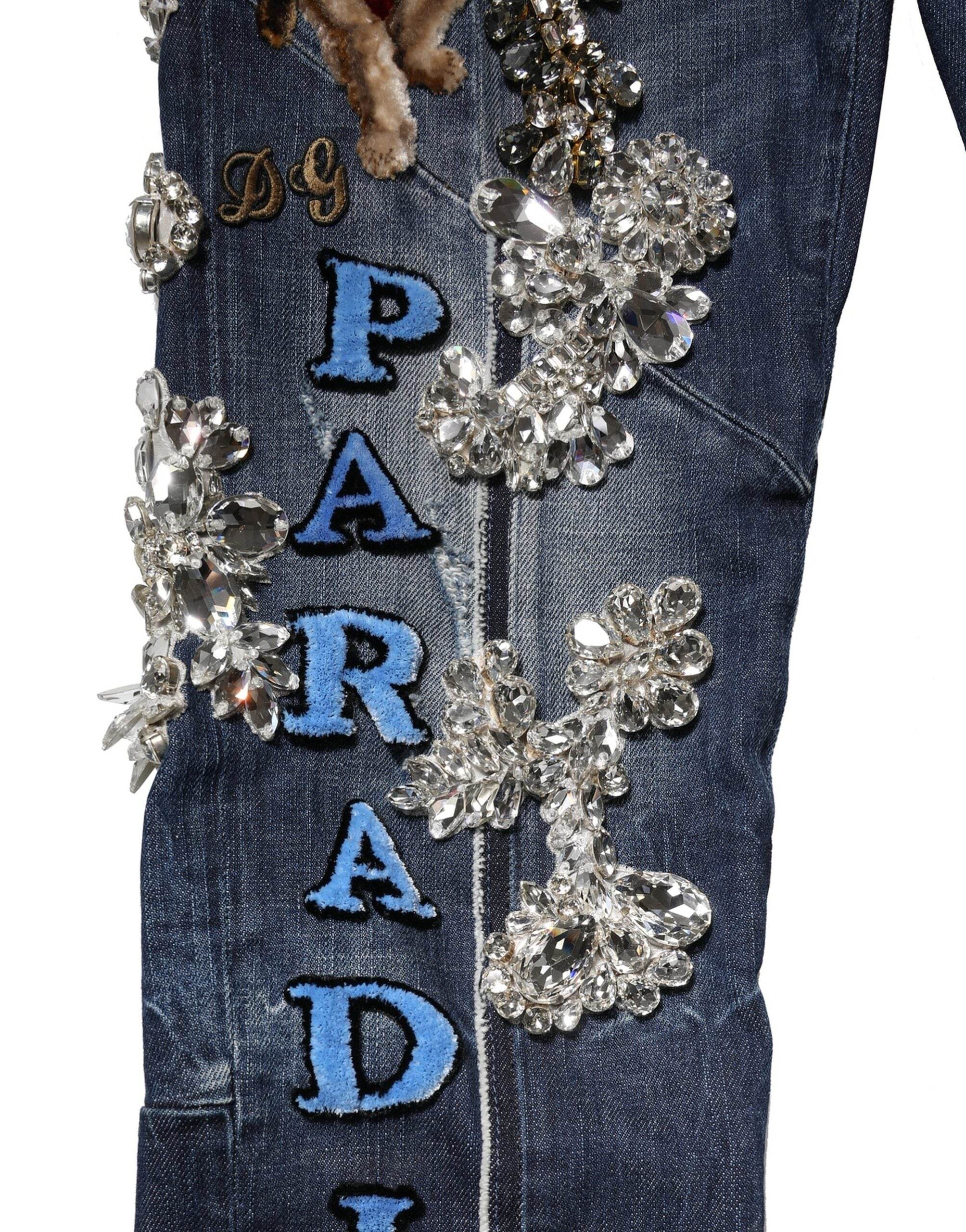 Dolce & Gabbana Blue Cotton Rhinestone Embellish Denim Jeans - Hilstor
