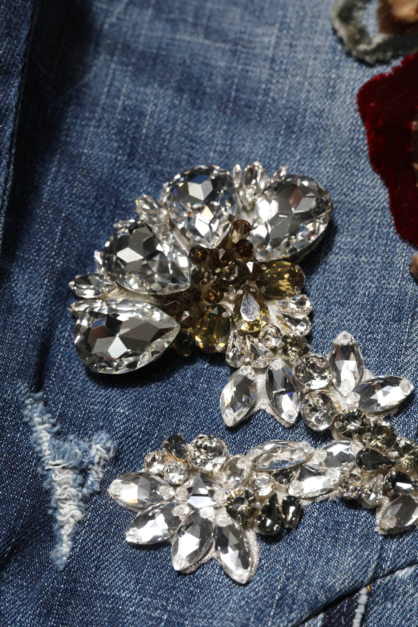Dolce & Gabbana Blue Cotton Rhinestone Embellish Denim Jeans - Hilstor