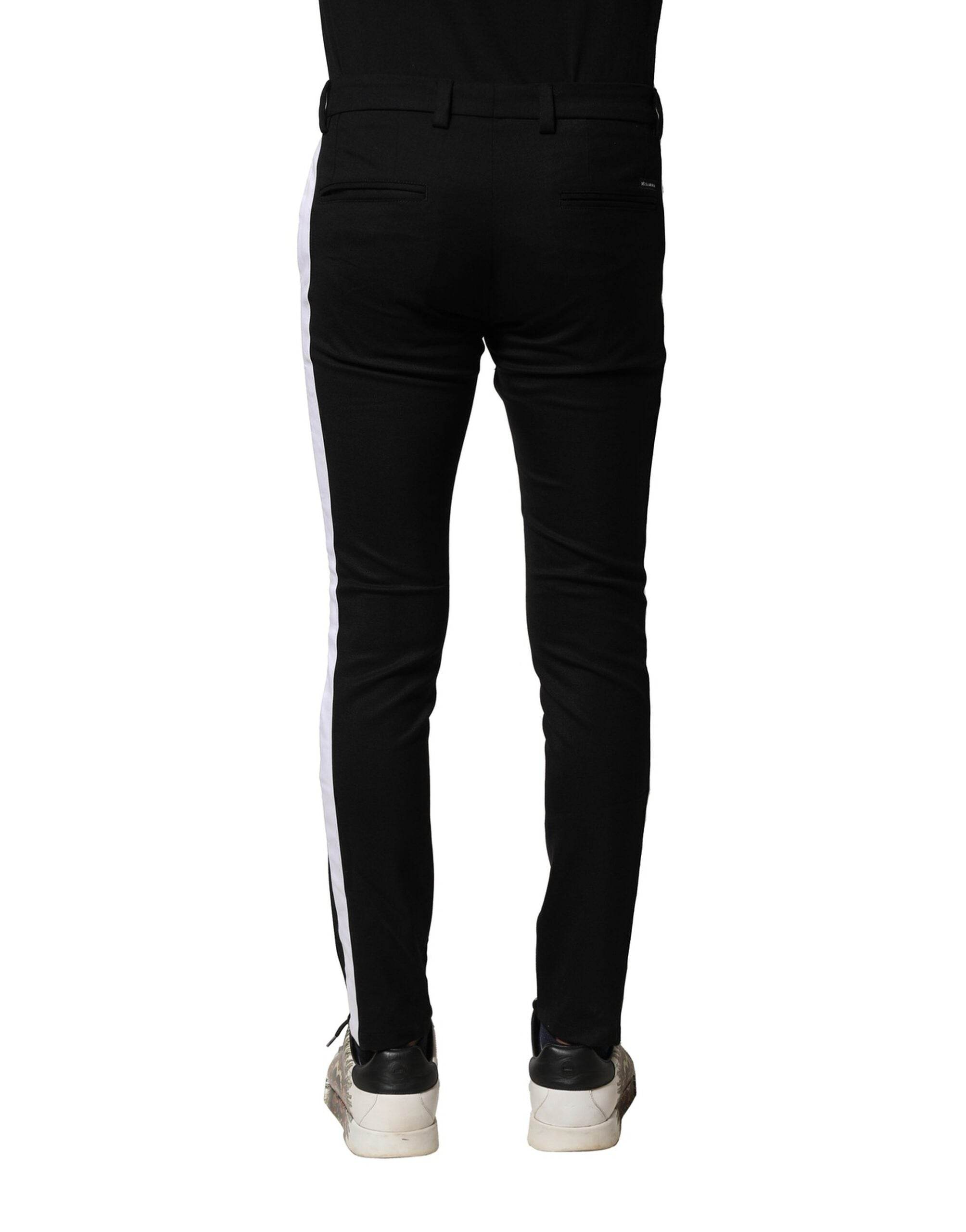 Dolce & Gabbana Black Wool Men Skinny Mid Waist Pants - Hilstor