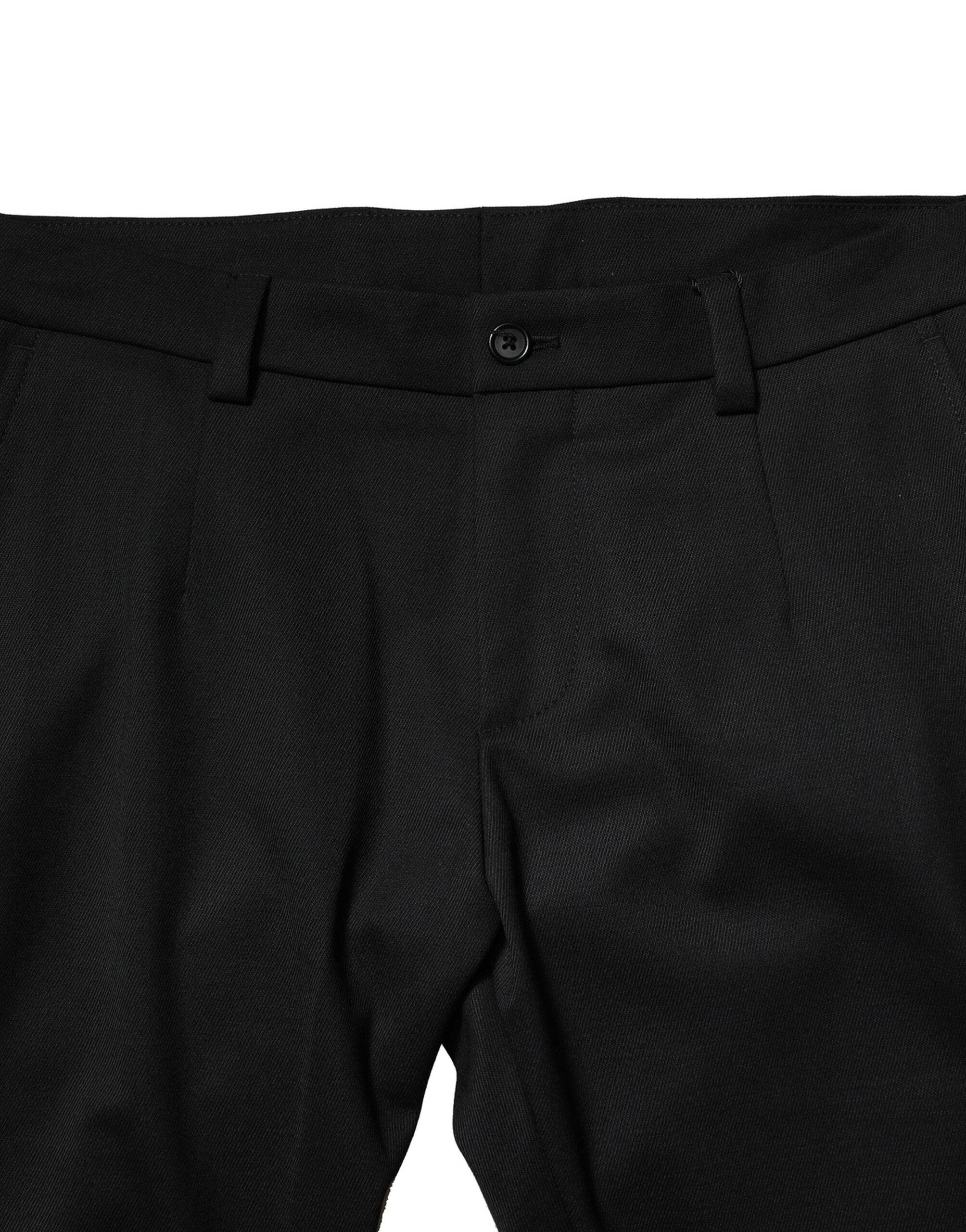 Dolce & Gabbana Black Wool Men Skinny Mid Waist Pants - Hilstor