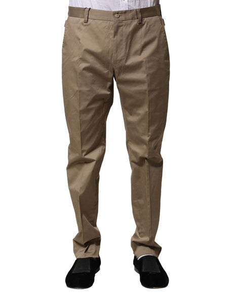 Dolce & Gabbana Brown Cotton Tapered Men Formal Pants - Hilstor