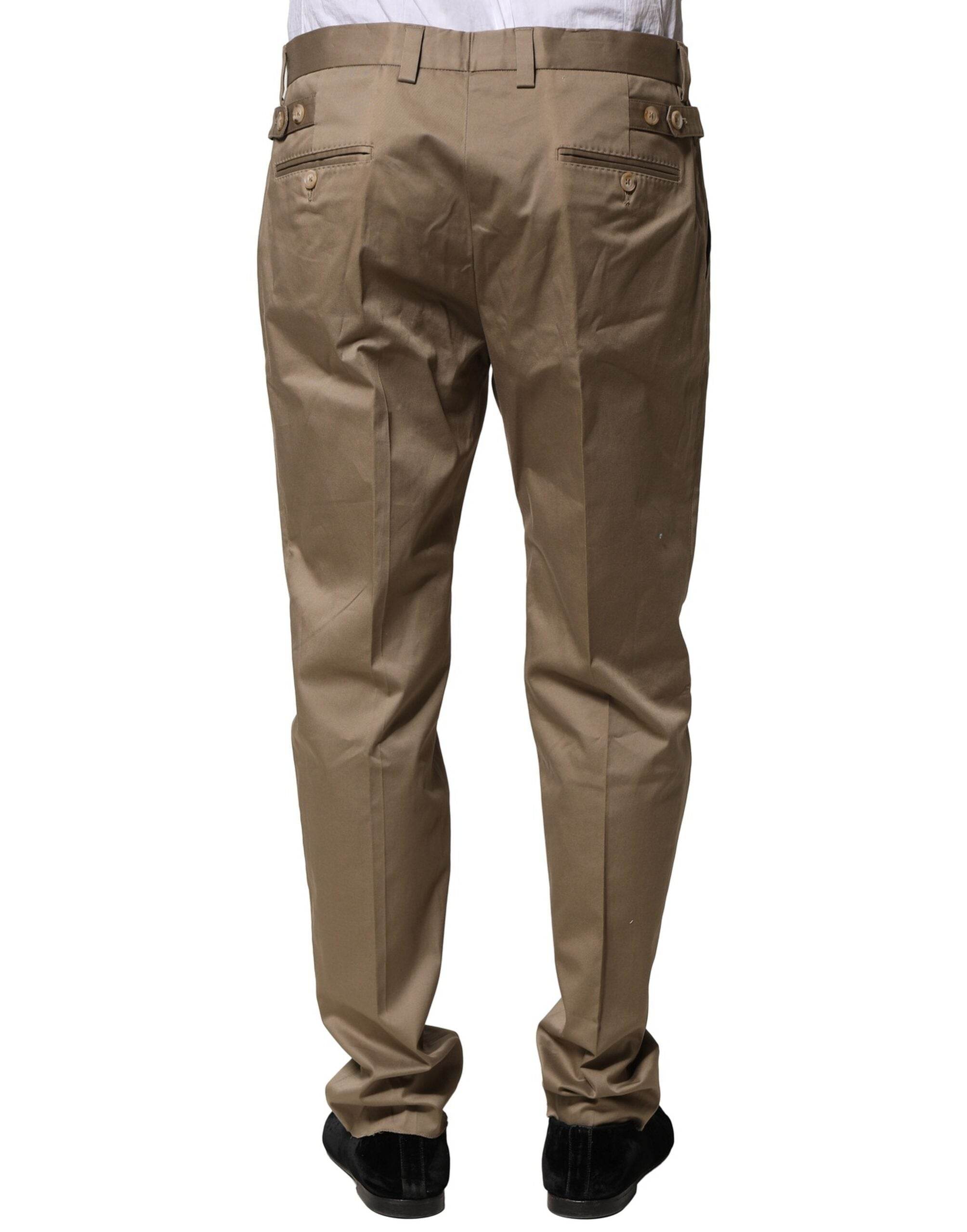 Dolce & Gabbana Brown Cotton Tapered Men Formal Pants - Hilstor