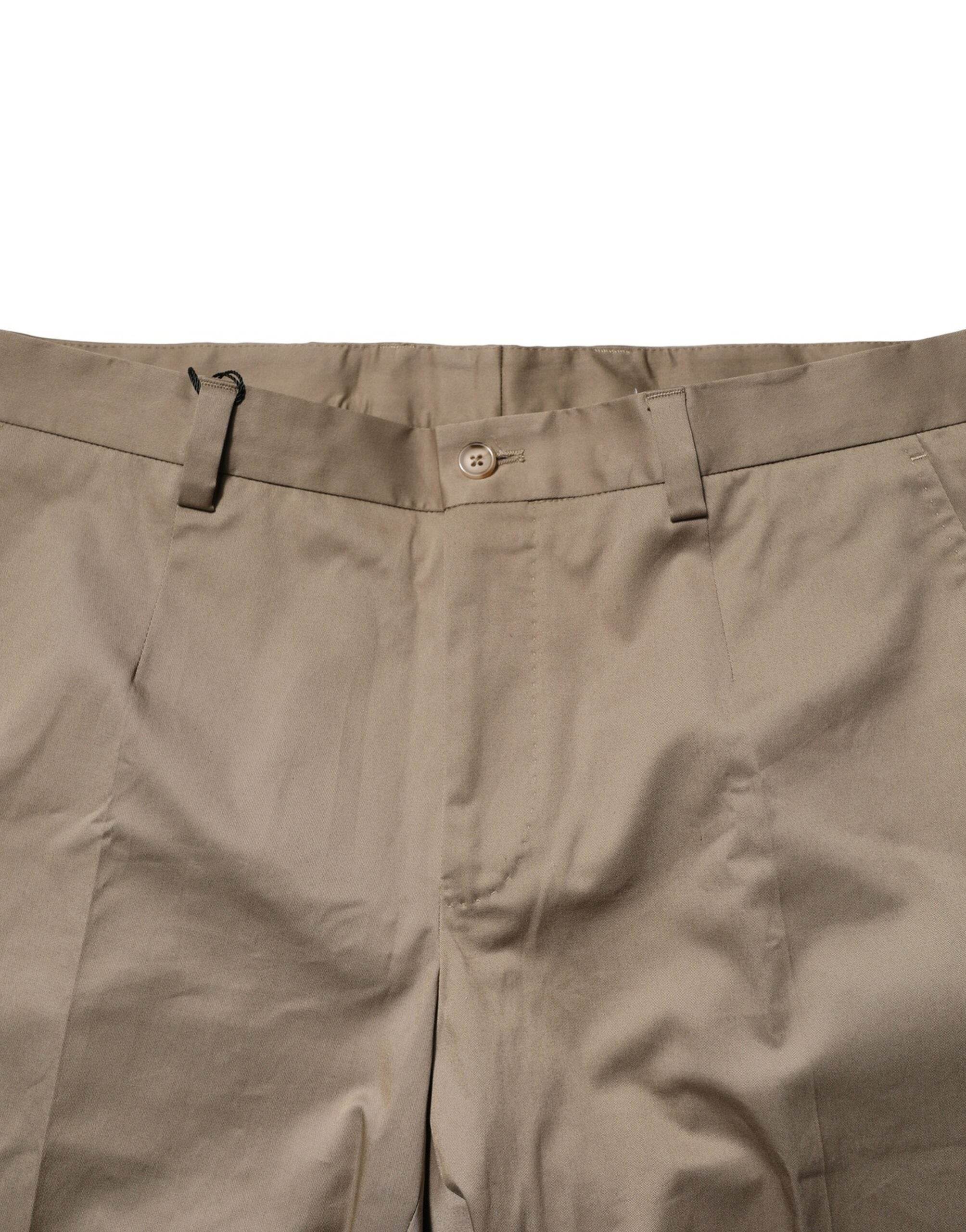 Dolce & Gabbana Brown Cotton Tapered Men Formal Pants - Hilstor