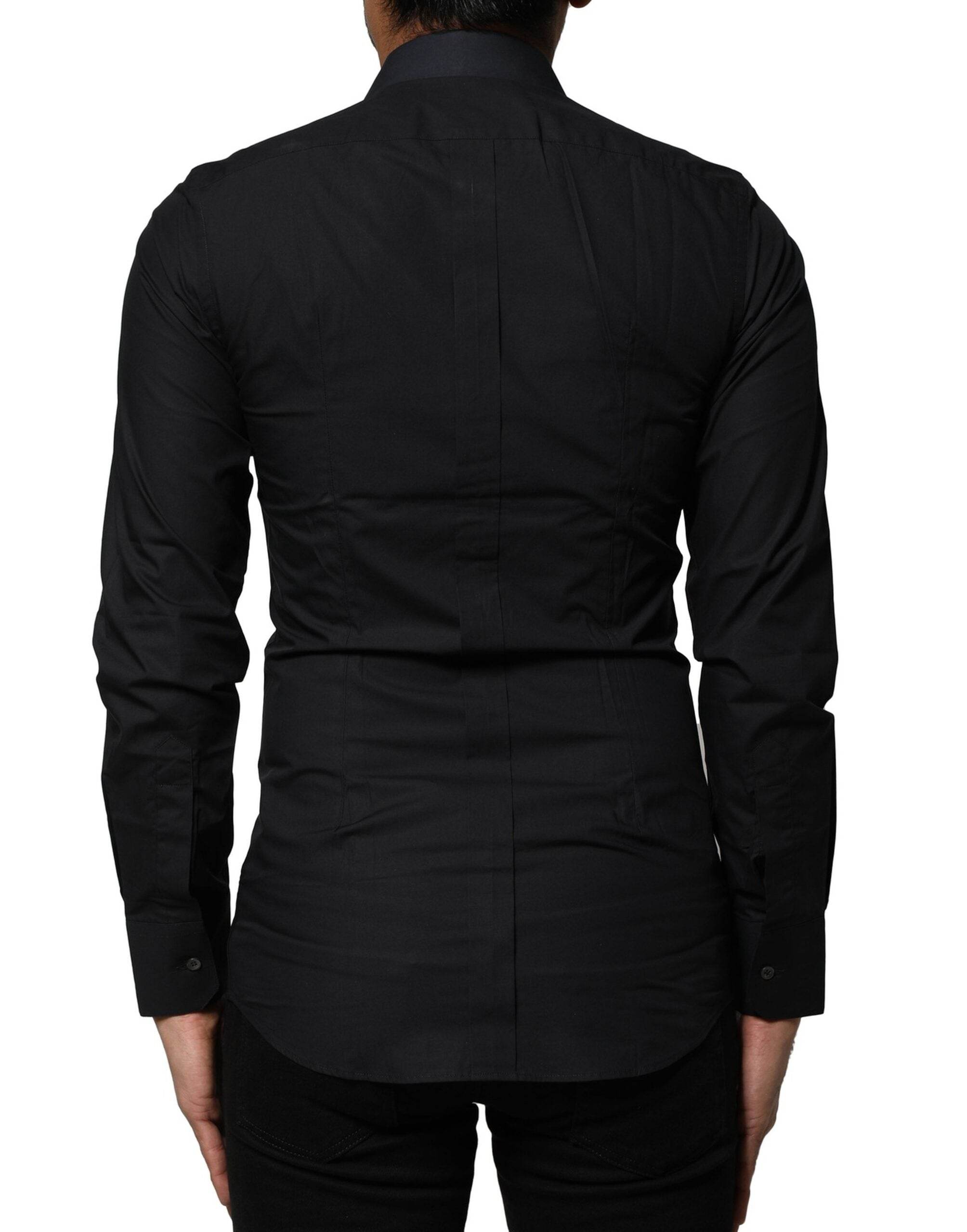 Dolce & Gabbana Black Cotton GOLD Long Sleeves Dress Shirt - Hilstor