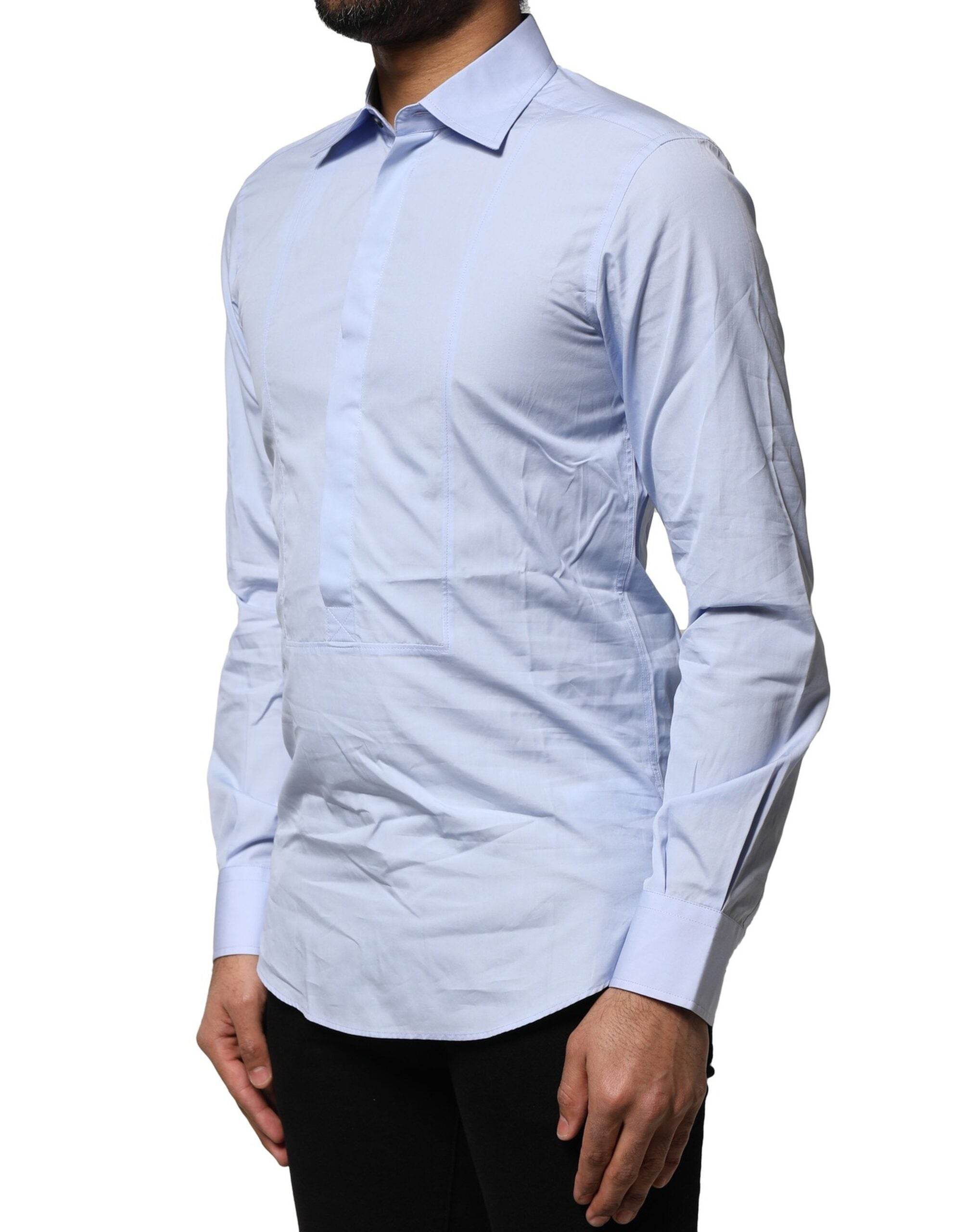 Dolce & Gabbana Light Blue Cotton Long Sleeves Dress Shirt - Hilstor