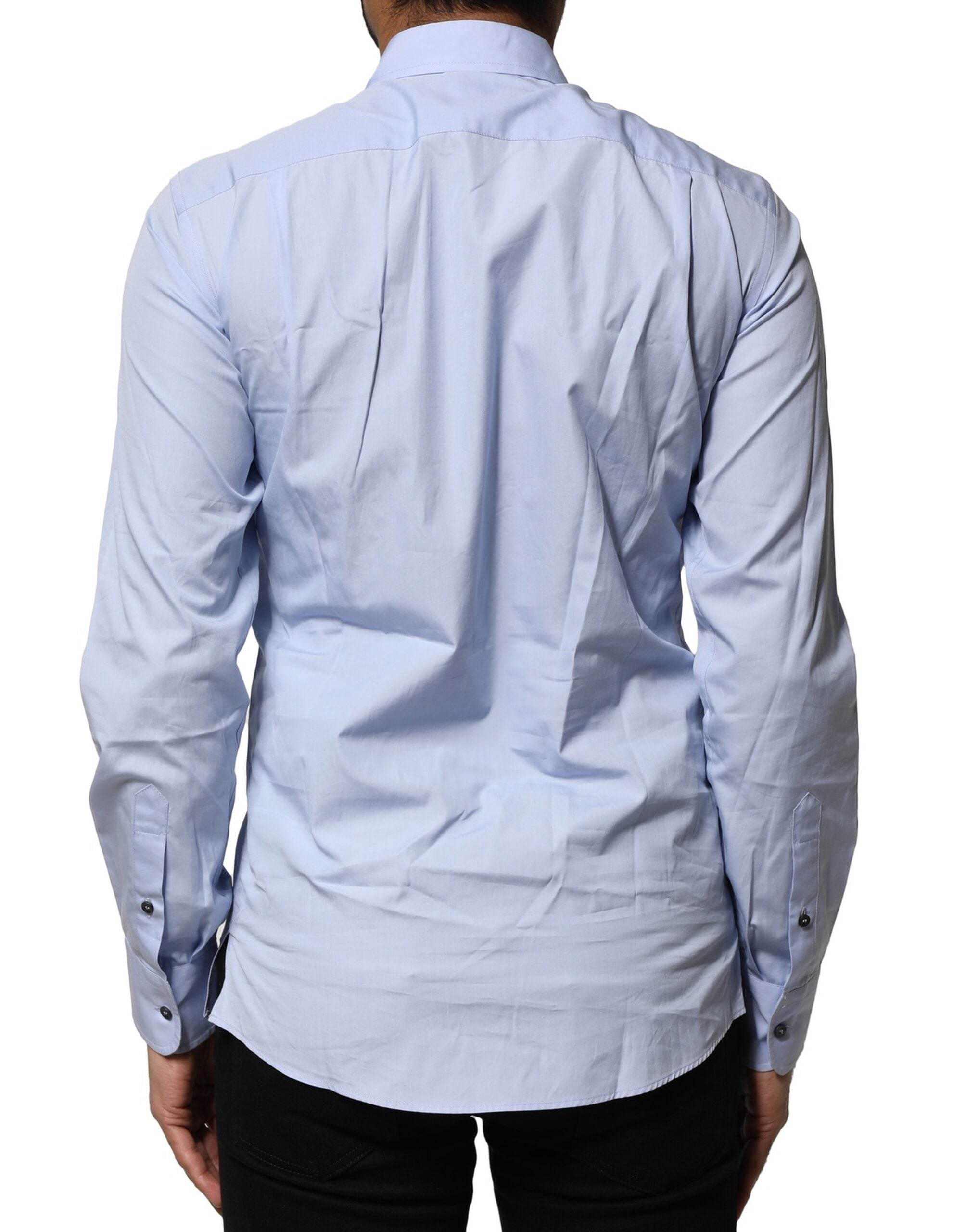Dolce & Gabbana Light Blue Cotton Long Sleeves Dress Shirt - Hilstor