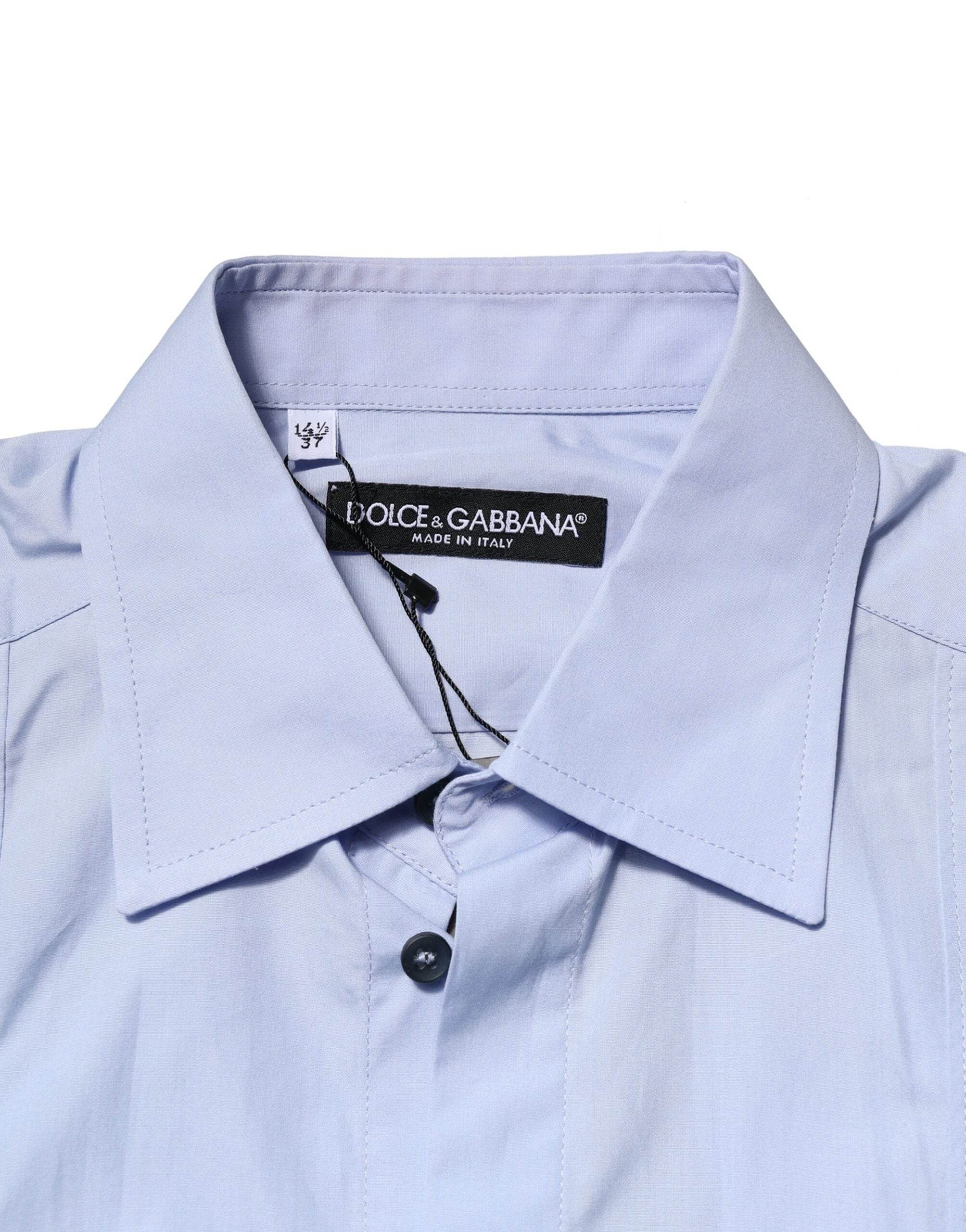 Dolce & Gabbana Light Blue Cotton Long Sleeves Dress Shirt - Hilstor