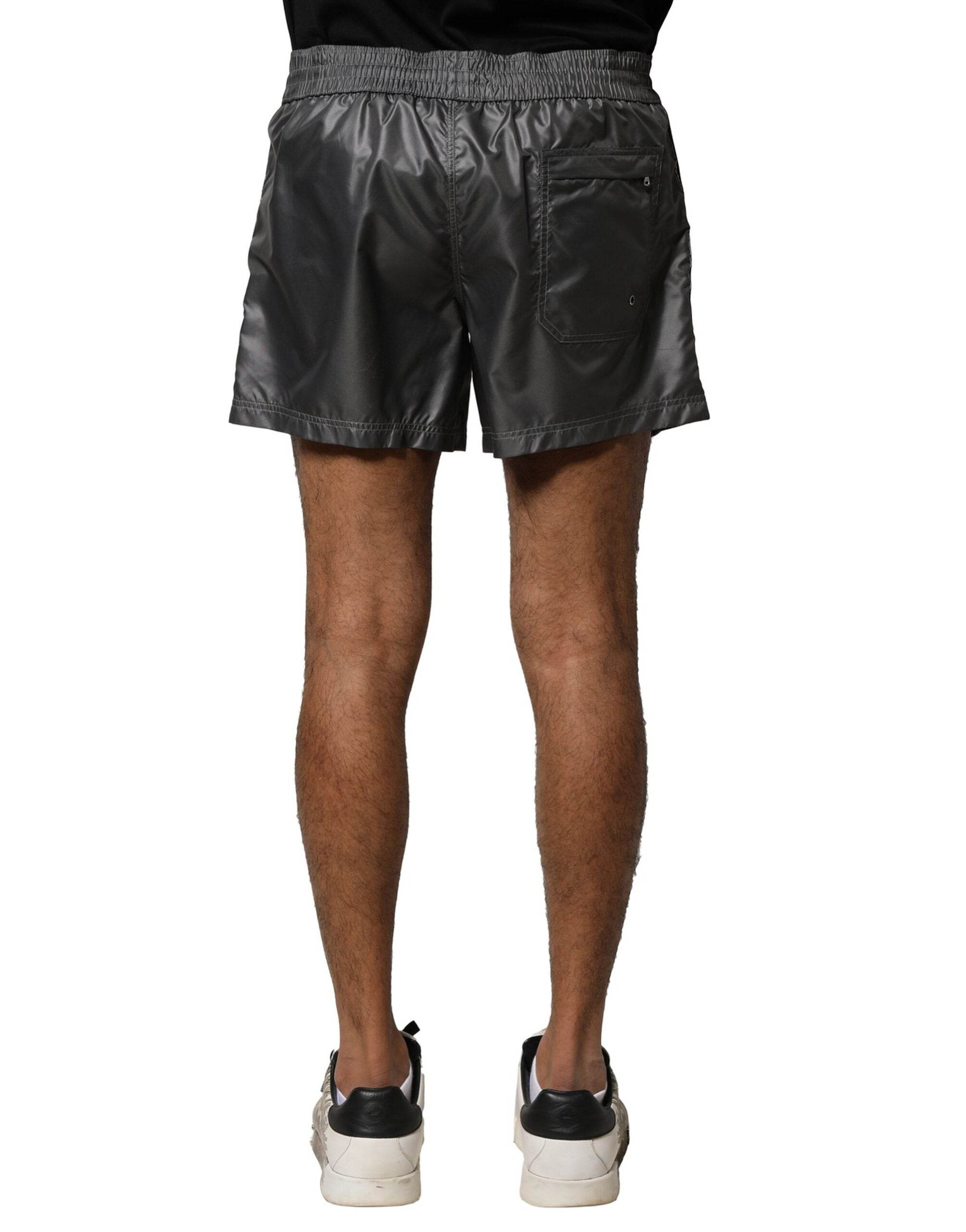 Dolce & Gabbana Gray Polyester Mid Waist Casual Bermuda Shorts - Hilstor