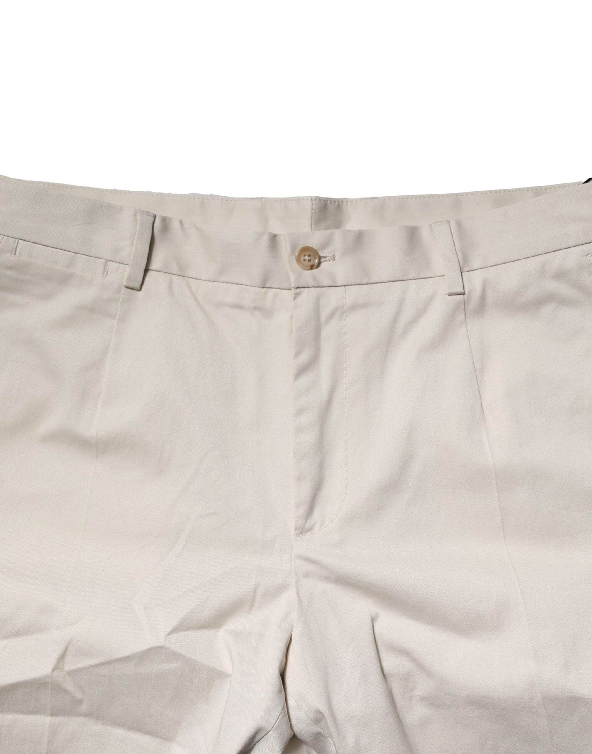 Dolce & Gabbana Beige Cotton Stretch Mid Waist Bermuda Shorts - Hilstor