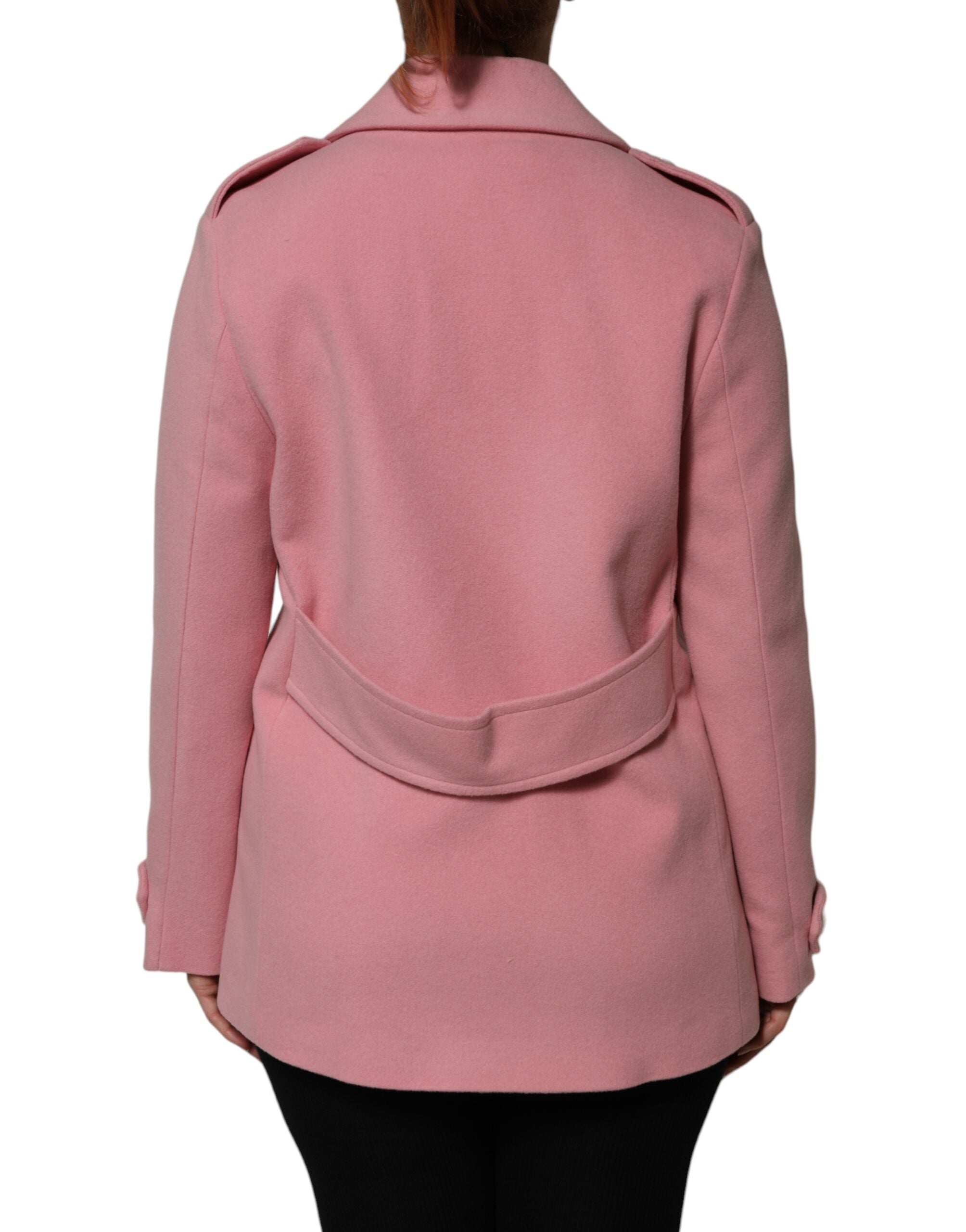 PINK MEMORIES Lyserød dobbeltradet blazer i uld