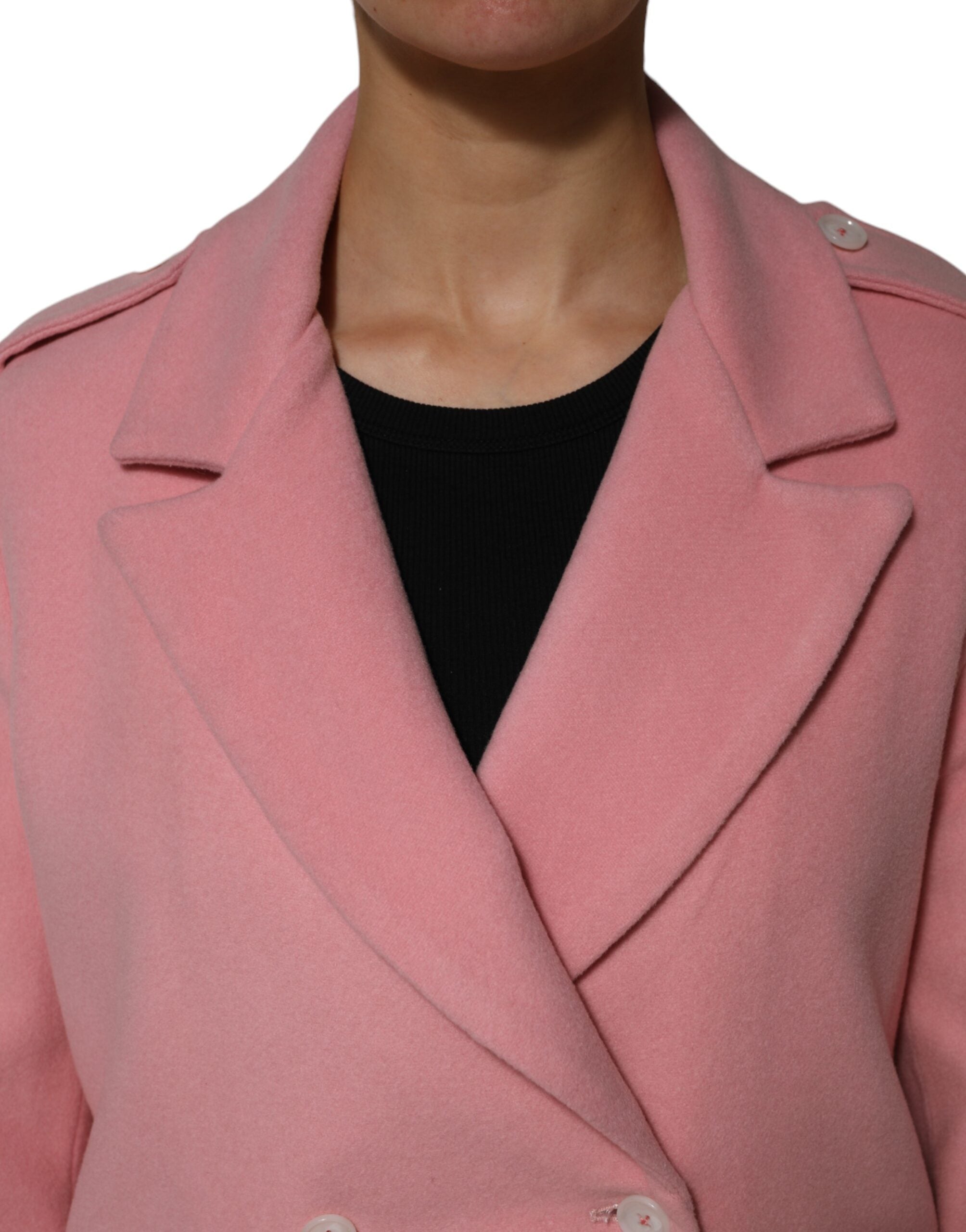 PINK MEMORIES Lyserød dobbeltradet blazer i uld