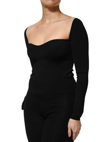 Dolce &amp; Gabbana Sort Viskose Langærmet Pullover Bluse Top