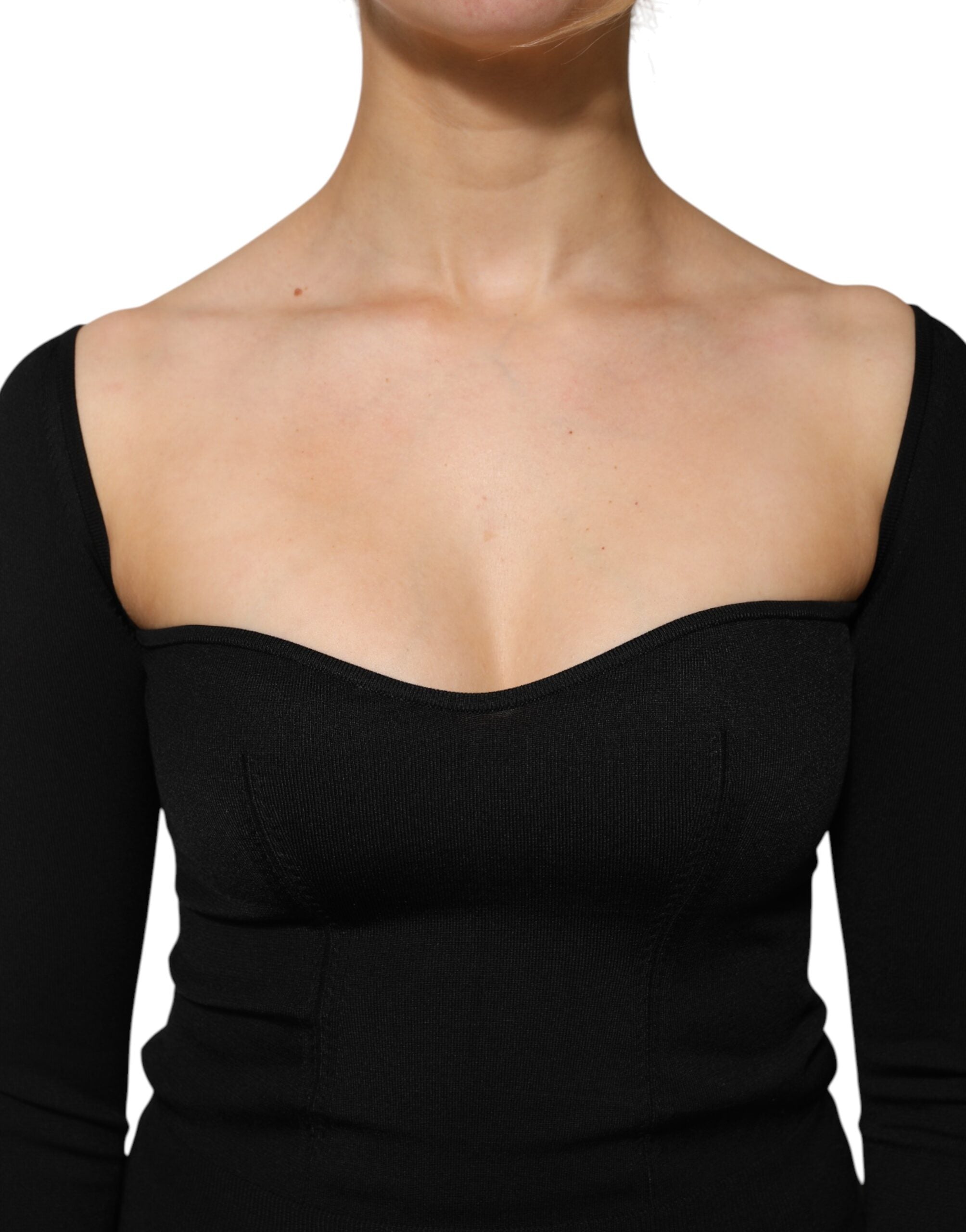 Dolce &amp; Gabbana Sort Viskose Langærmet Pullover Bluse Top