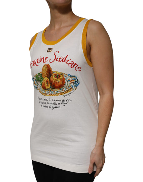 Dolce &amp; Gabbana Hvid Araneine Siciliane Ærmeløs Tanktop