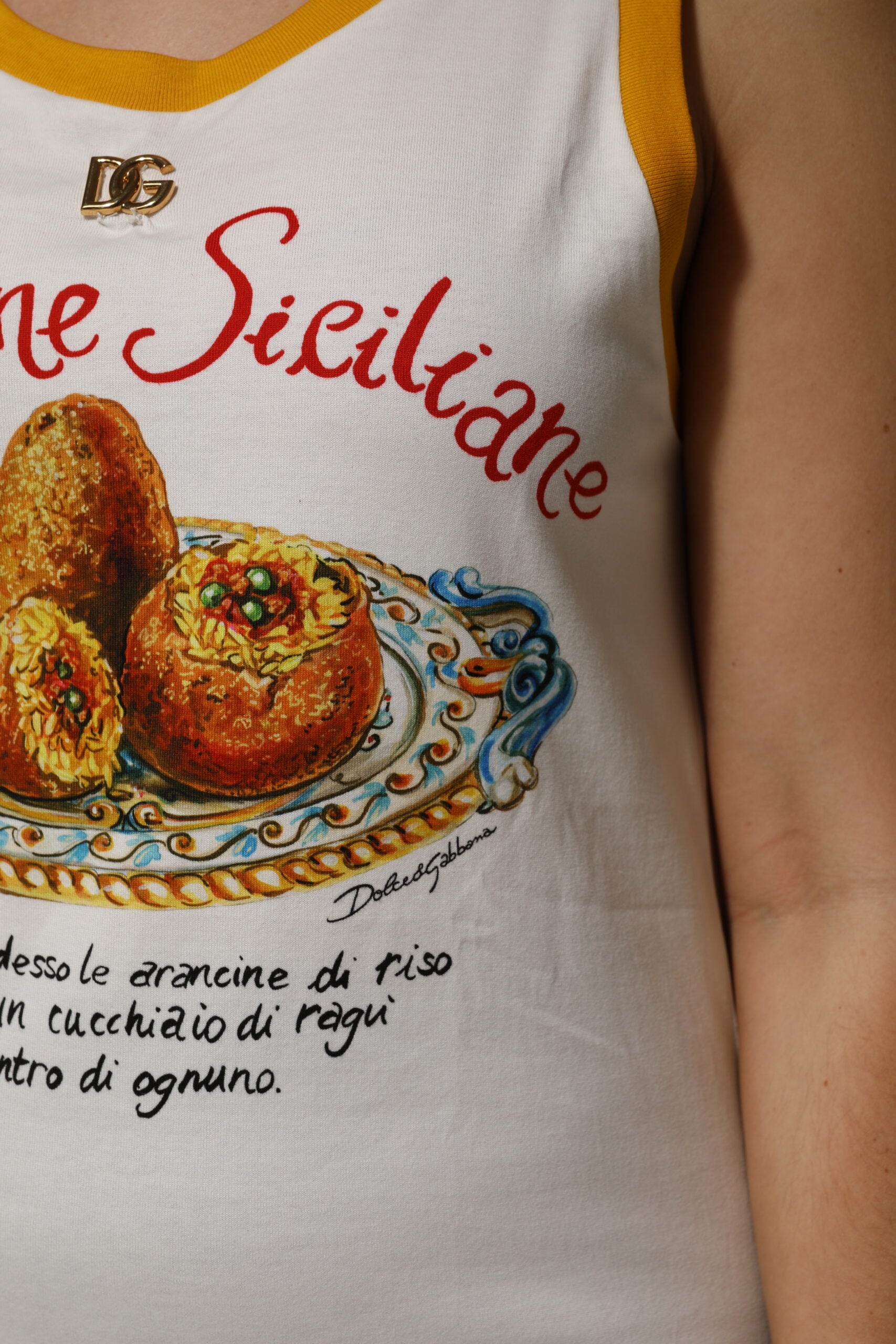 Dolce &amp; Gabbana Hvid Araneine Siciliane Ærmeløs Tanktop
