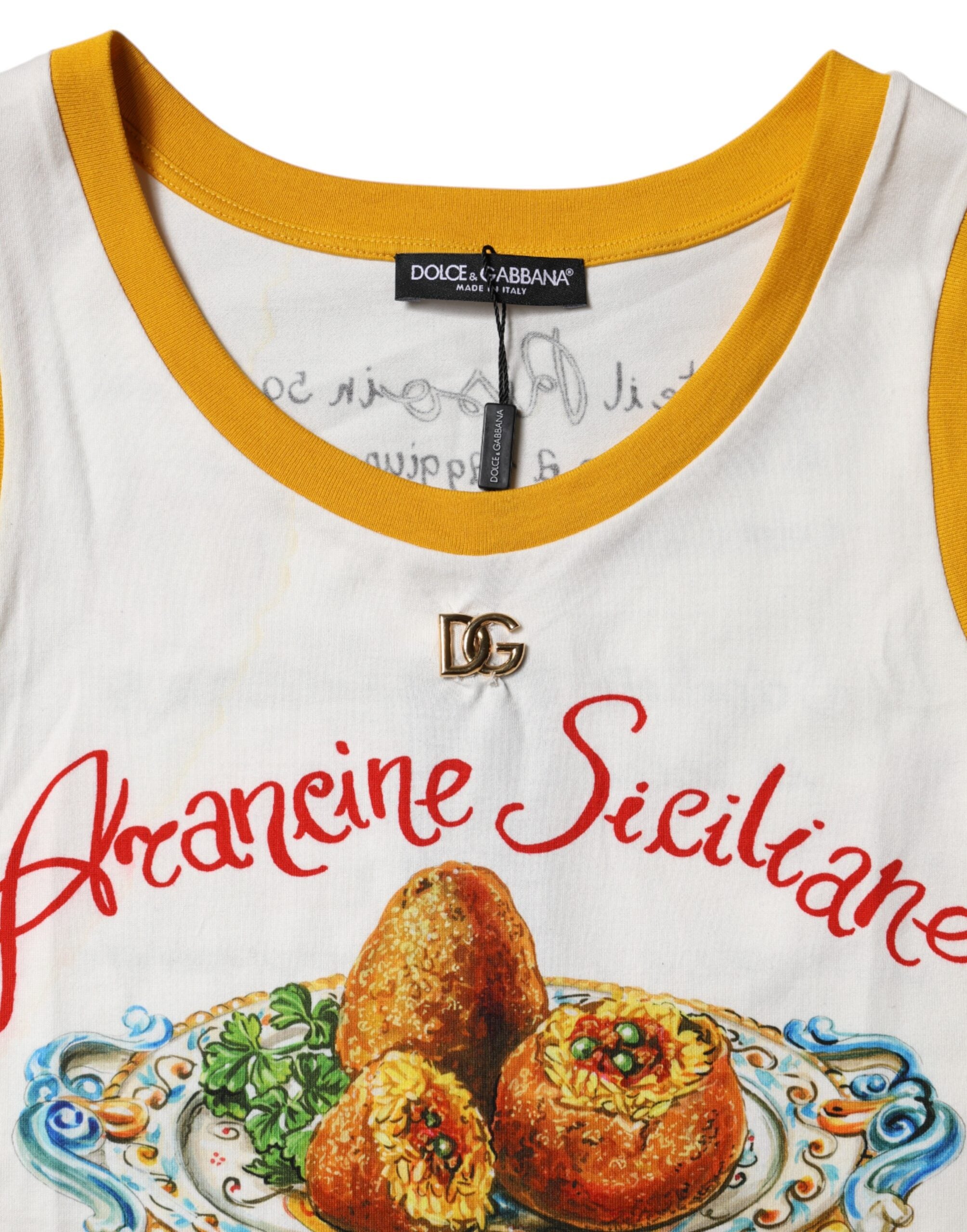 Dolce &amp; Gabbana Hvid Araneine Siciliane Ærmeløs Tanktop