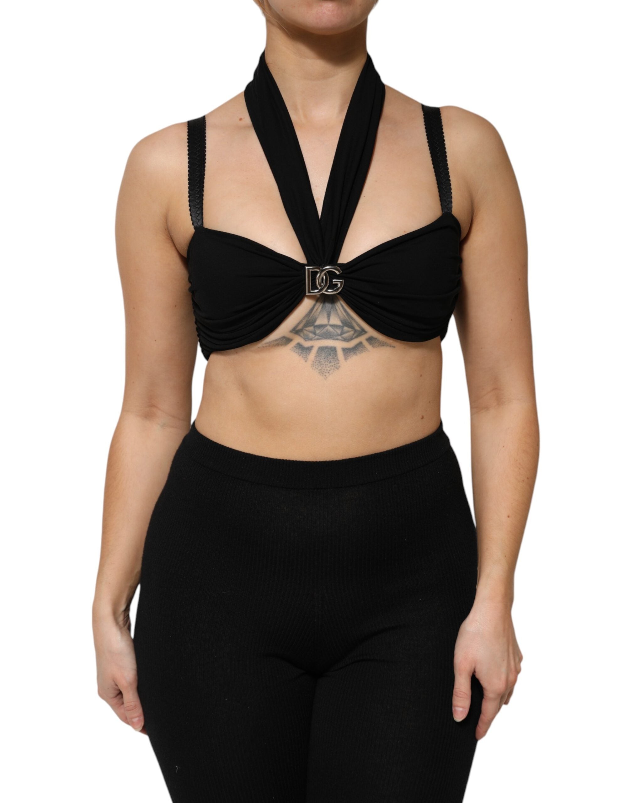 Dolce &amp; Gabbana Sort Cropped Viscose Halter Bustier Top