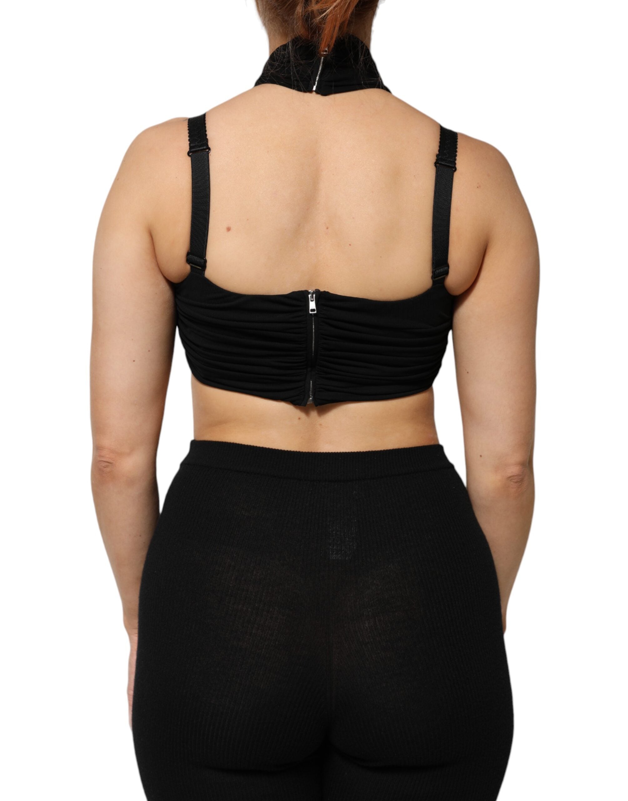 Dolce &amp; Gabbana Sort Cropped Viscose Halter Bustier Top