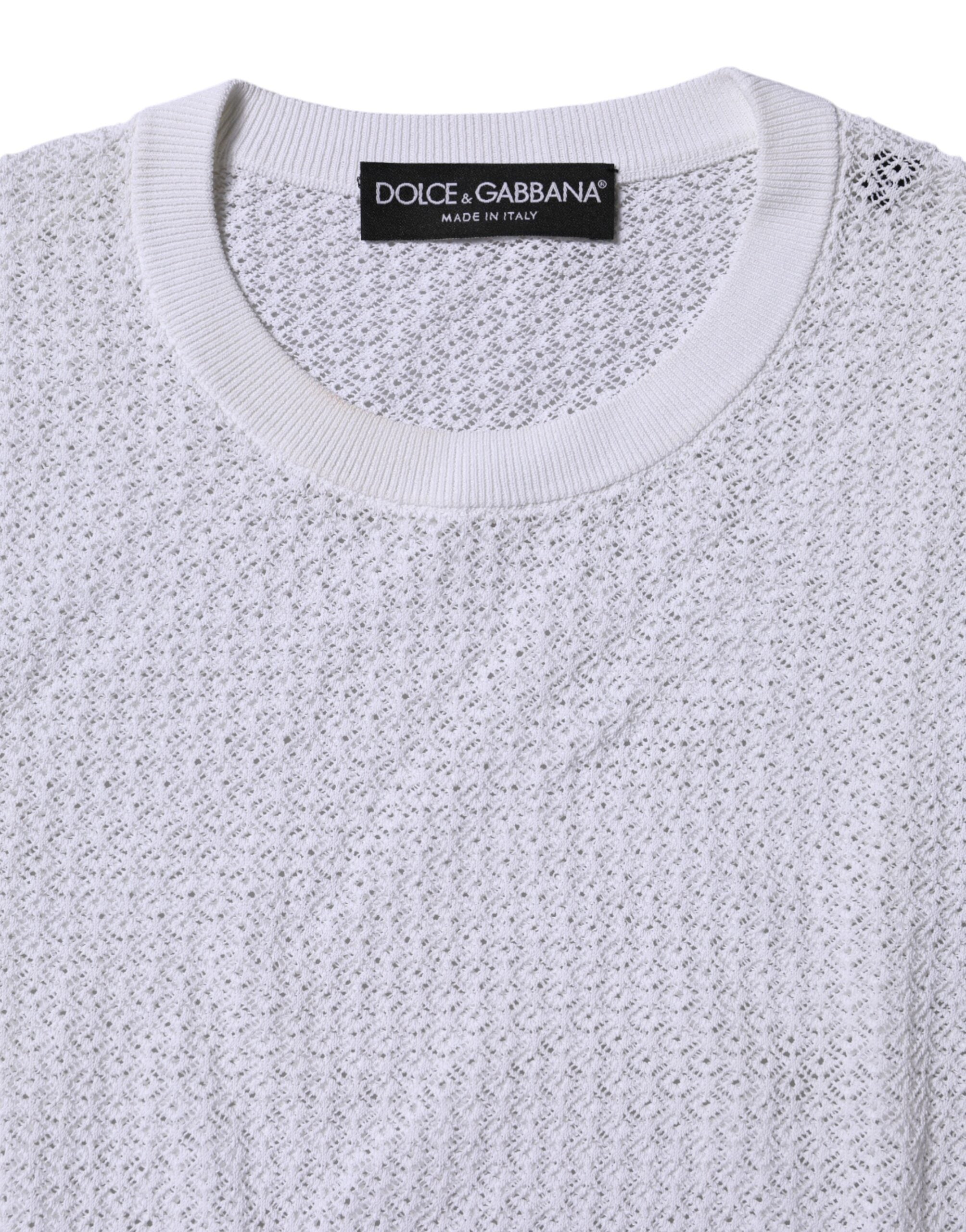 Dolce &amp; Gabbana Hvid Rund Hals Langærmet Pullovertop