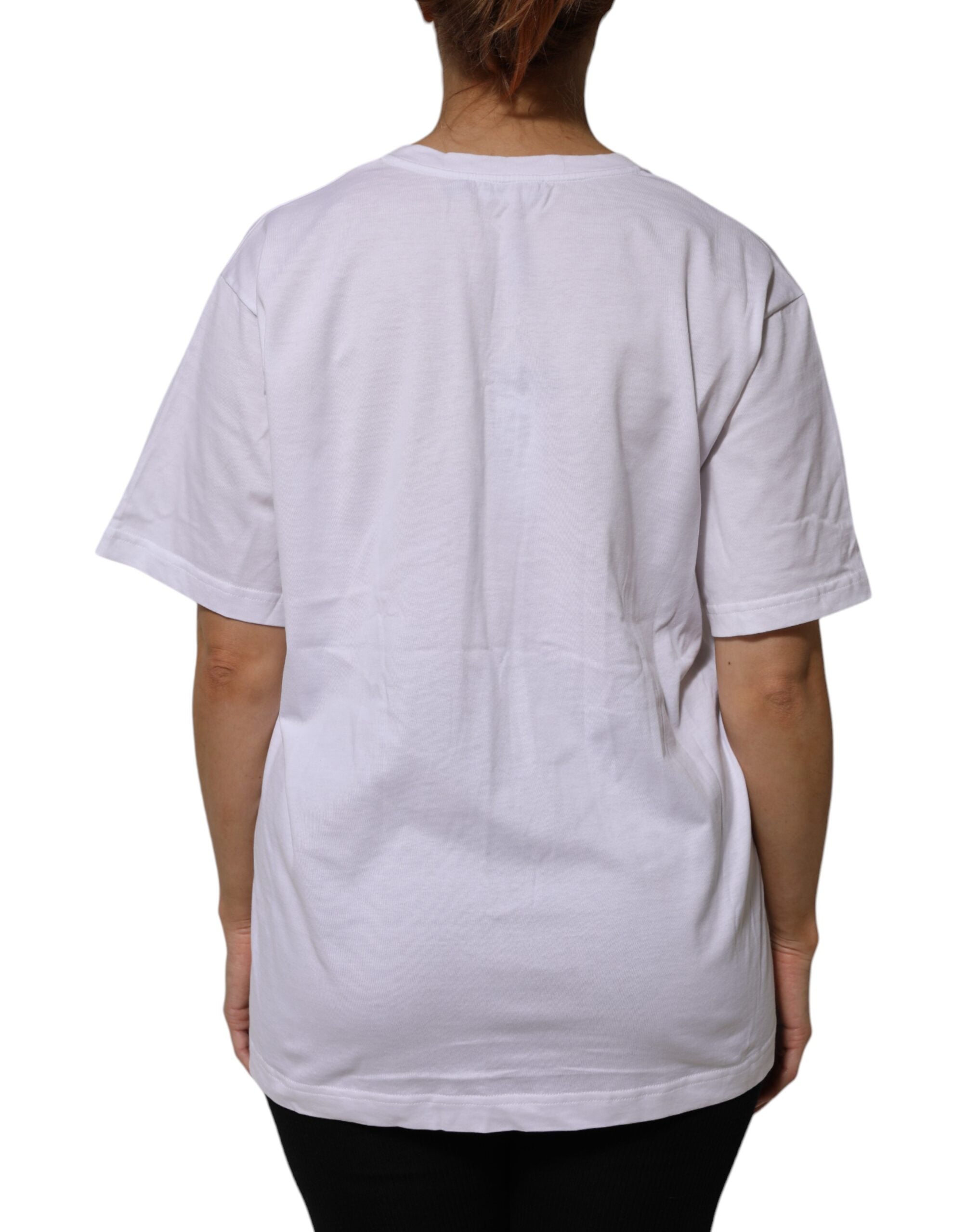 Dolce &amp; Gabbana Hvid bomulds-T-shirt med korte ærmer og V-hals