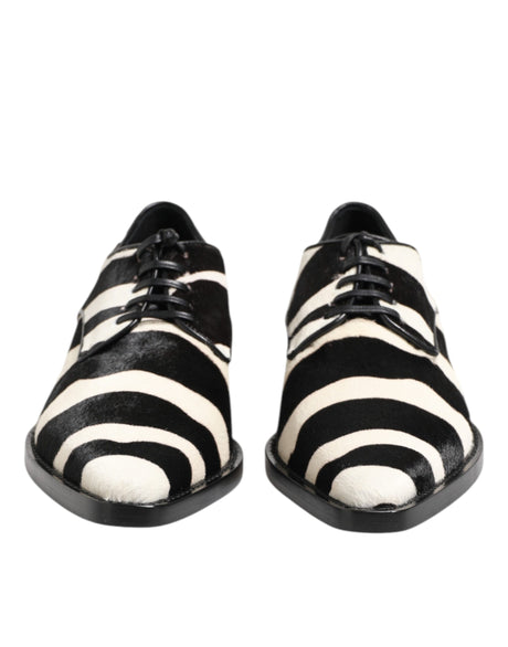 Dolce &amp; Gabbana Sorte Hvide Zebra Pony Pels Pæne Sko