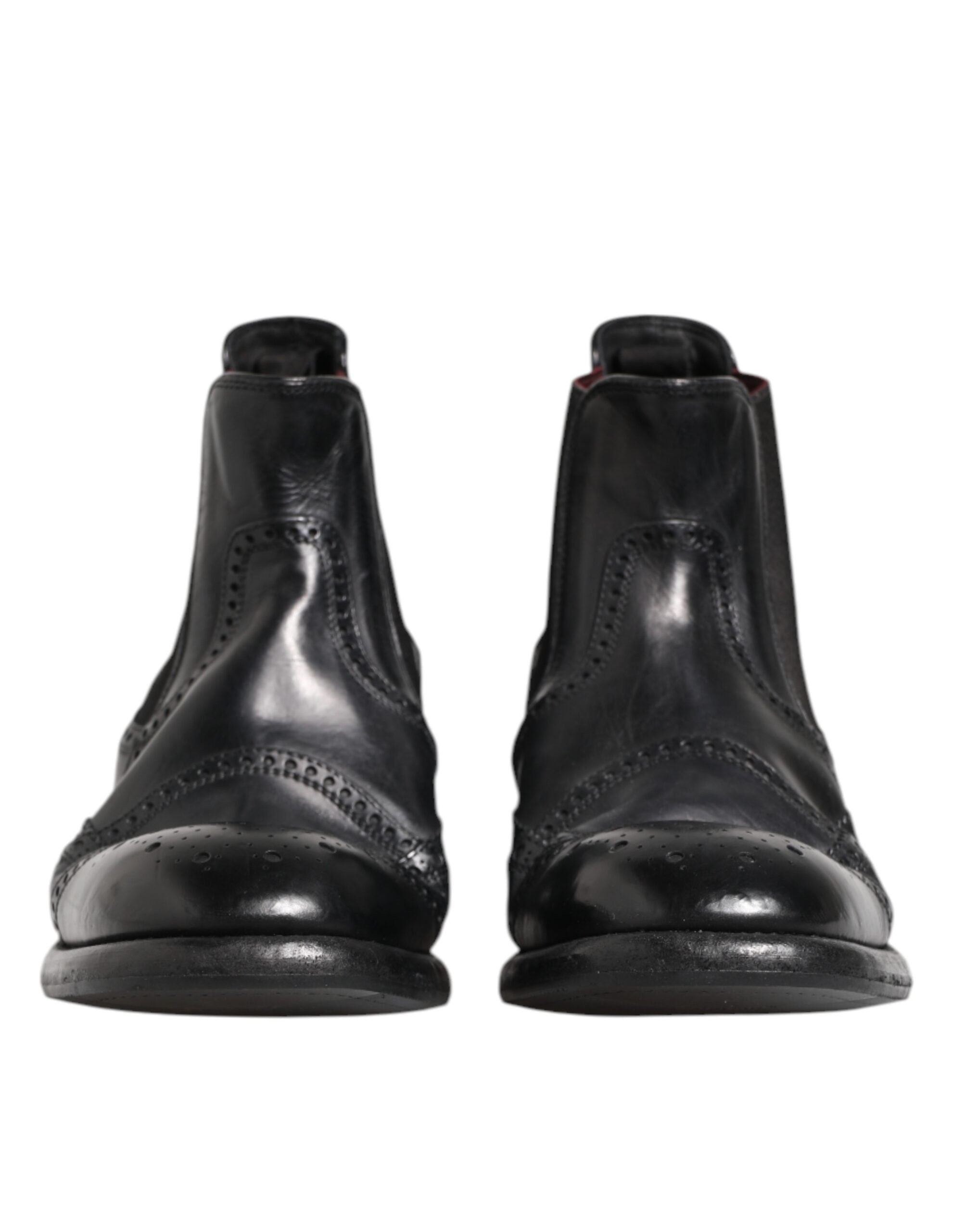 Dolce &amp; Gabbana Sorte Læder Ankelstøvler Slip On Sko