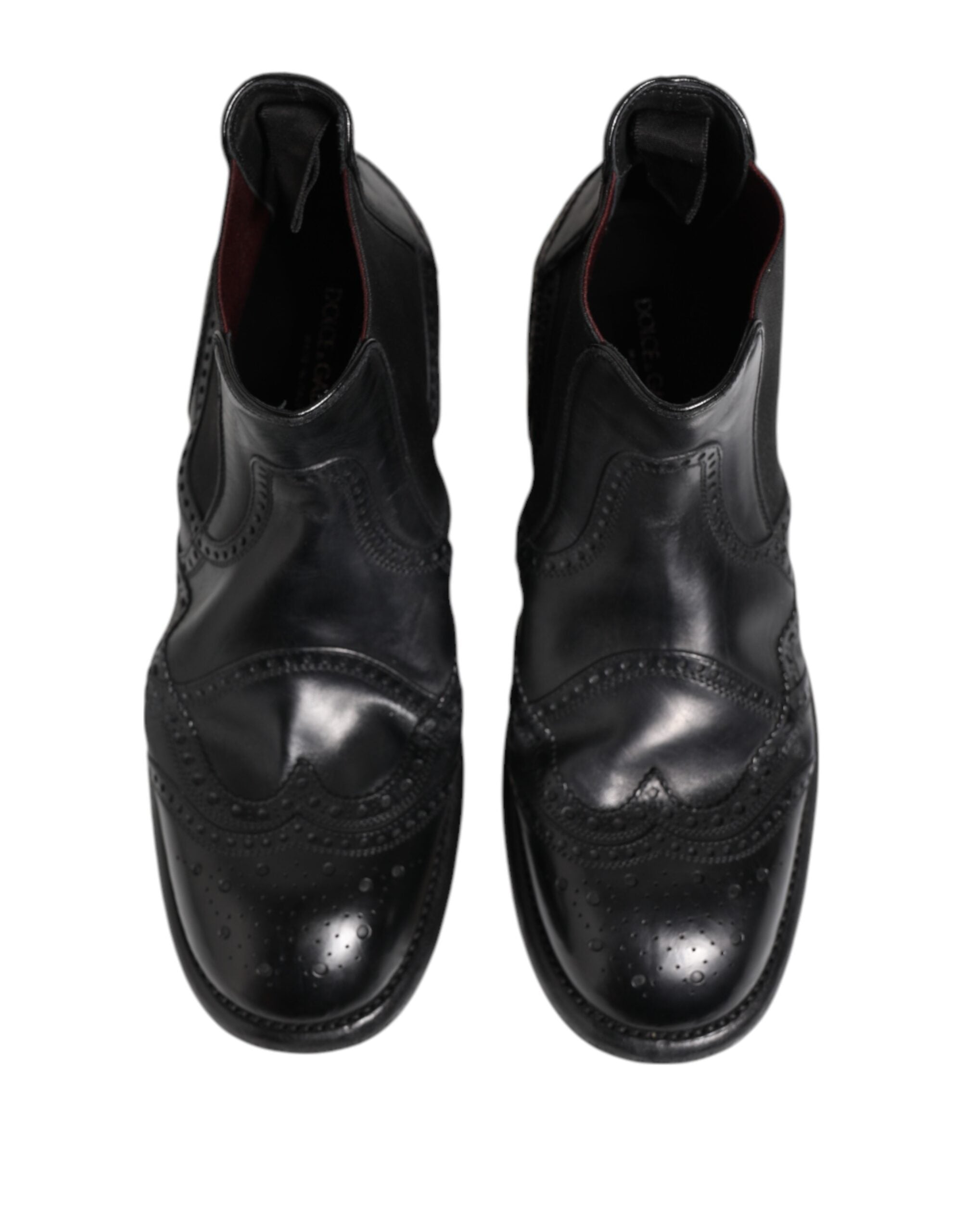 Dolce &amp; Gabbana Sorte Læder Ankelstøvler Slip On Sko
