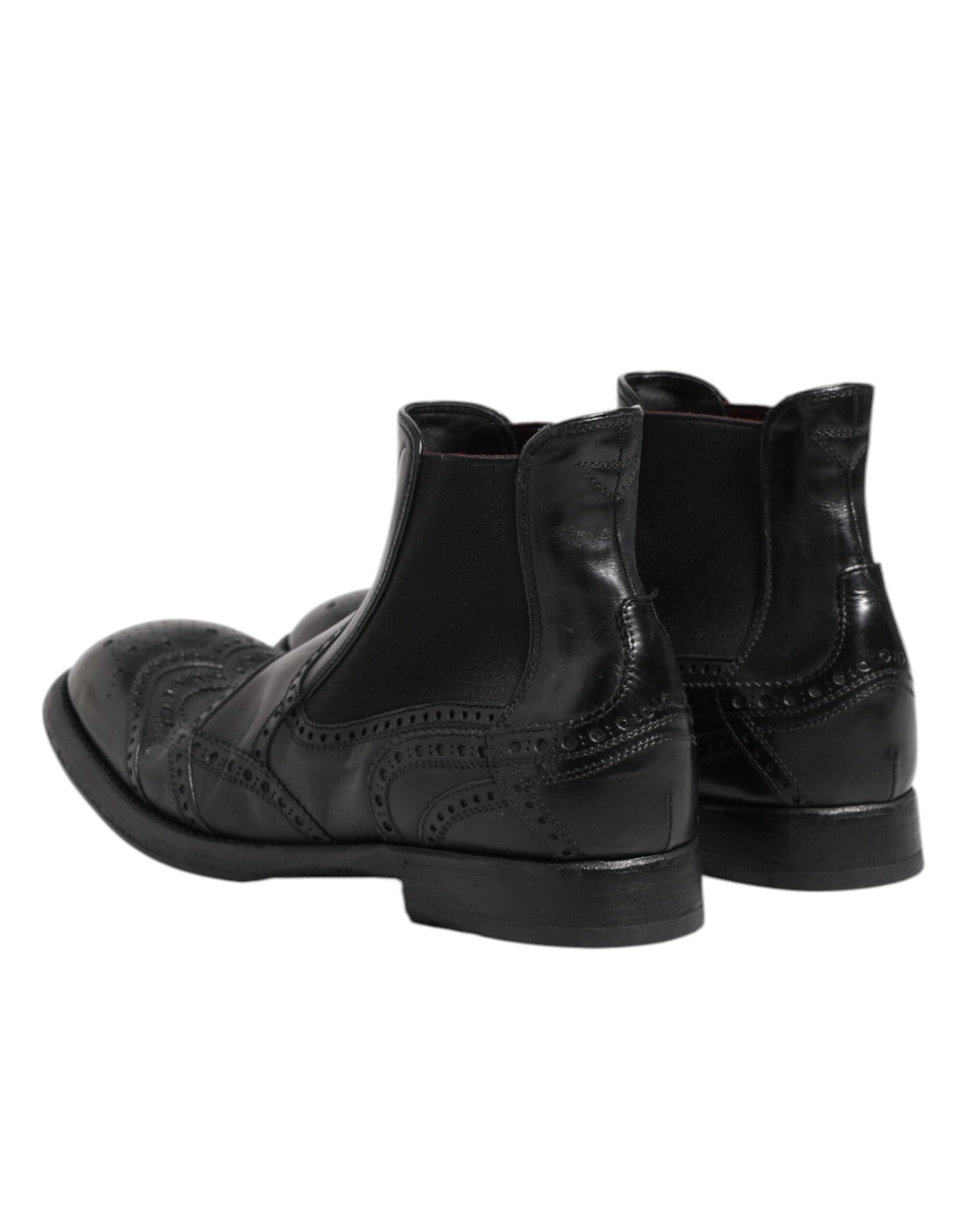 Dolce &amp; Gabbana Sorte Læder Ankelstøvler Slip On Sko