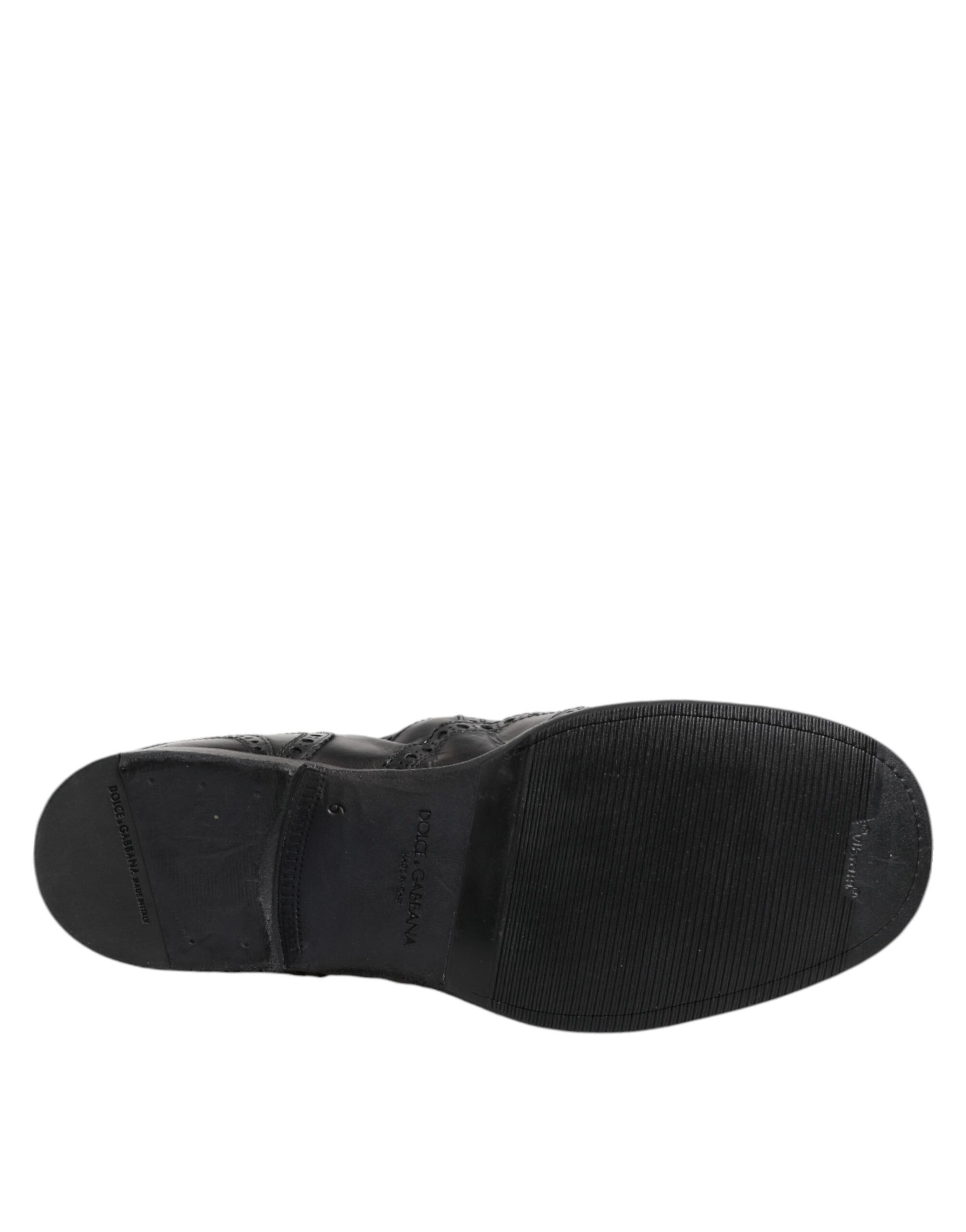 Dolce &amp; Gabbana Sorte Læder Ankelstøvler Slip On Sko