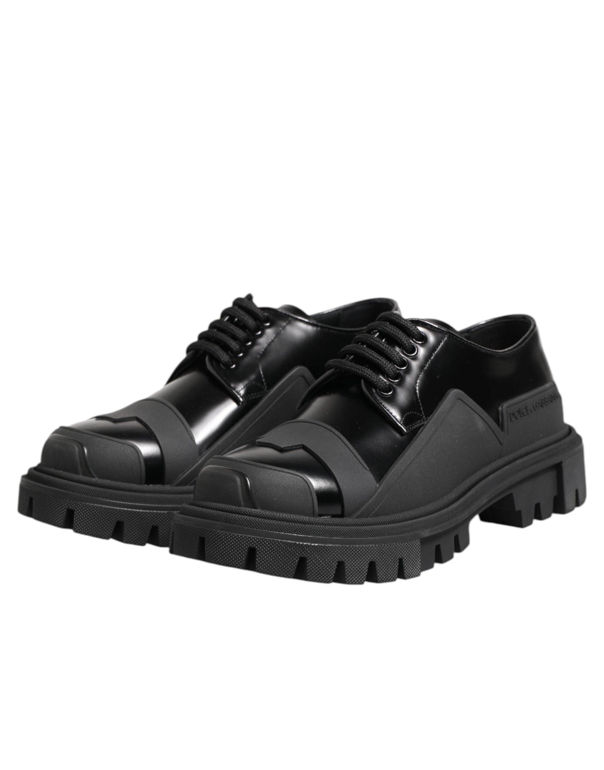 Dolce &amp; Gabbana Svarta Derbyskor i Lackläder