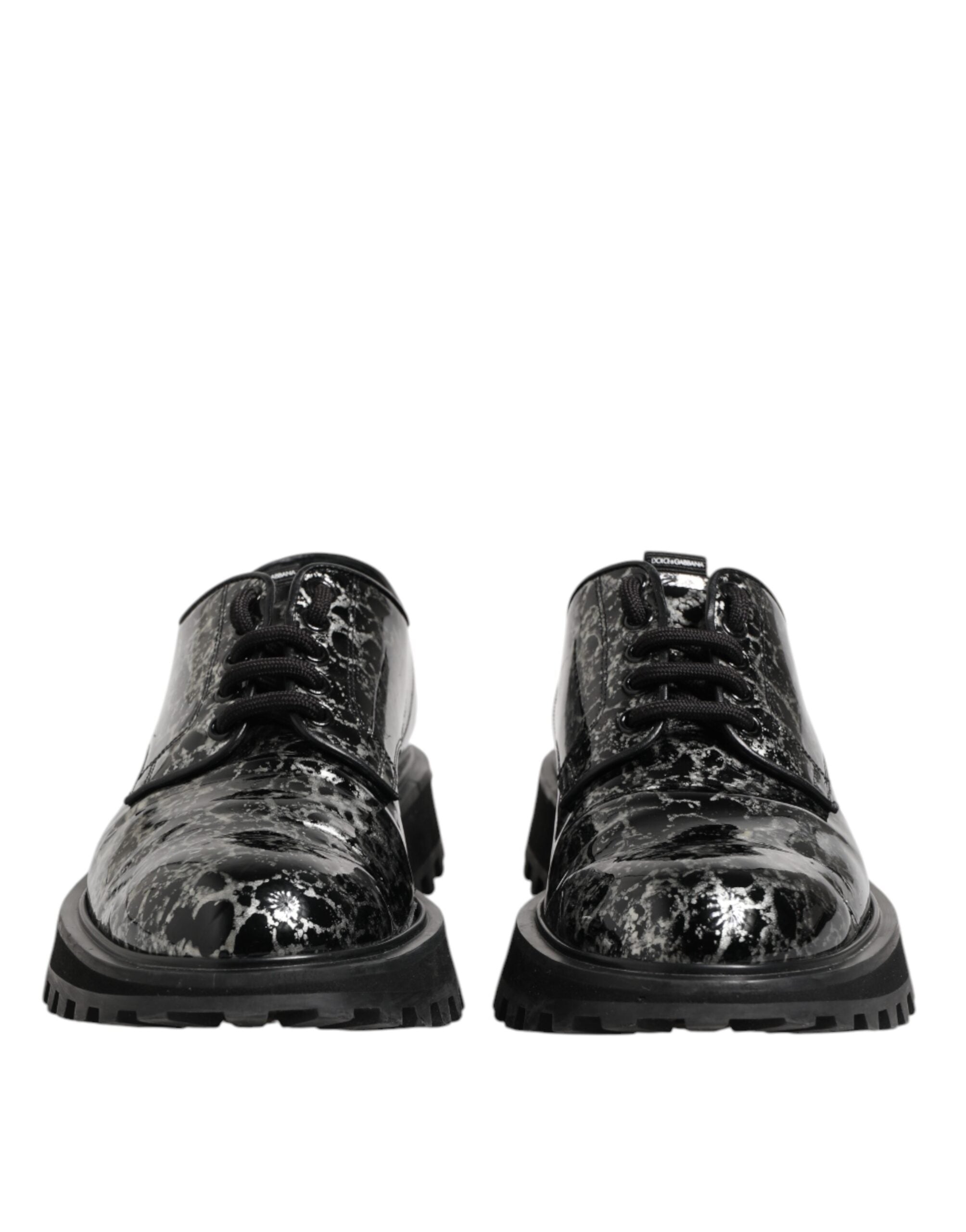 Dolce &amp; Gabbana Sorte Hvide Kalveskinds Chunky Derby Sko