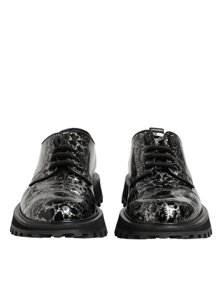 Dolce &amp; Gabbana Sorte Hvide Kalveskinds Chunky Derby Sko